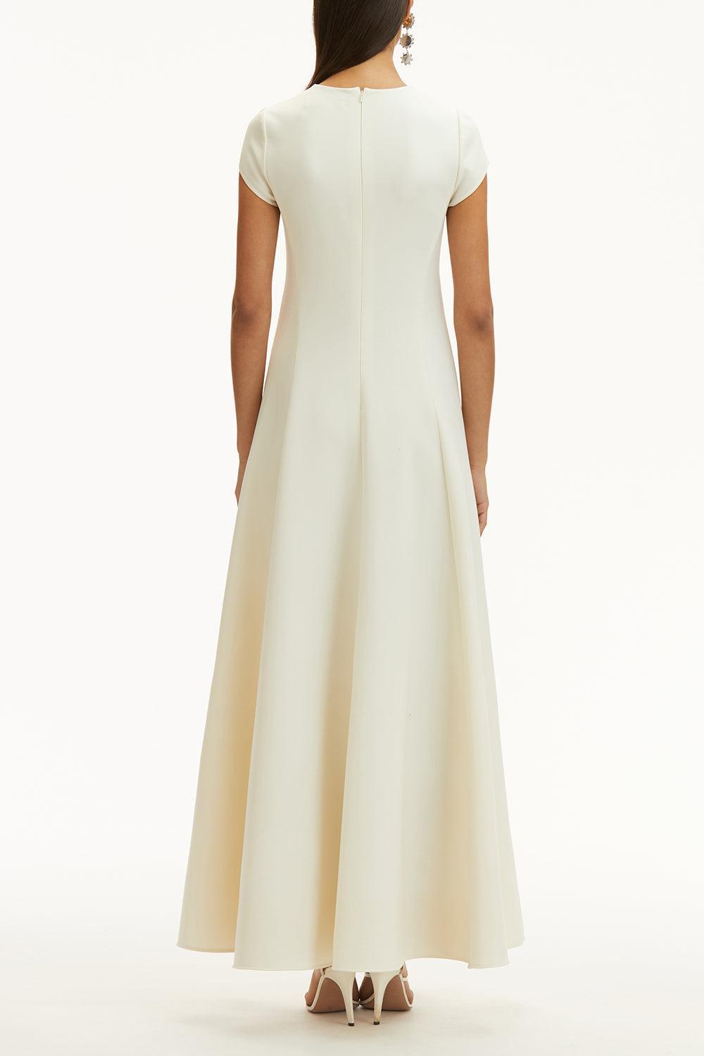 Short Sleeve Floral Cut Out Dress-IVORY-12-CLOTHINGDRESSCASUAL-OSCAR DE LA RENTA