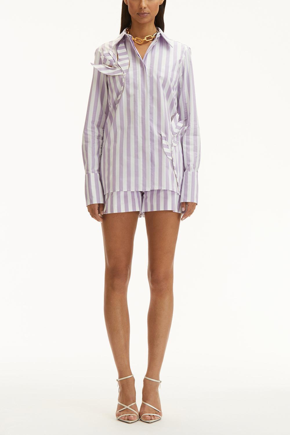 Striped Cut Out Short-THSTLWHT-2-CLOTHINGPANTSHORT-OSCAR DE LA RENTA