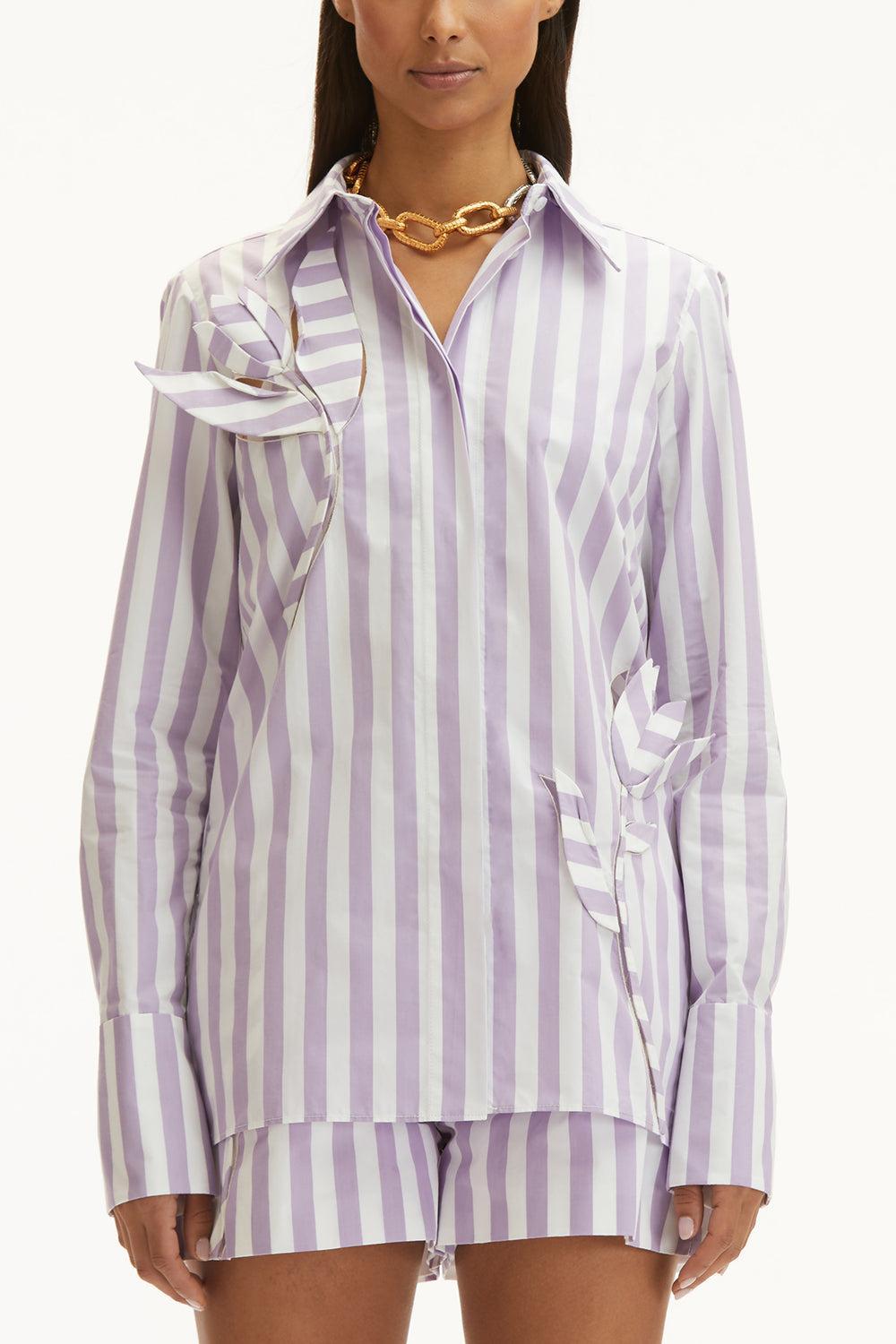 Striped Cut Out Short-THSTLWHT-2-CLOTHINGPANTSHORT-OSCAR DE LA RENTA