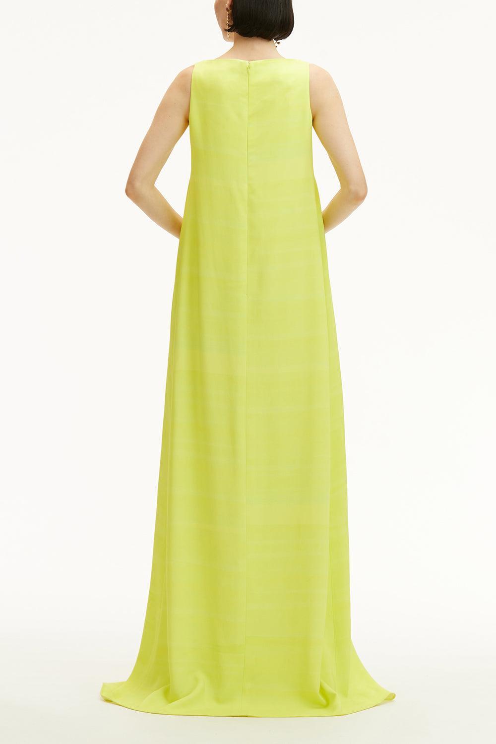 Sleeveless Scoop Neck Painted Roses Dress-PNK/YLW-4-CLOTHINGDRESSCASUAL-OSCAR DE LA RENTA