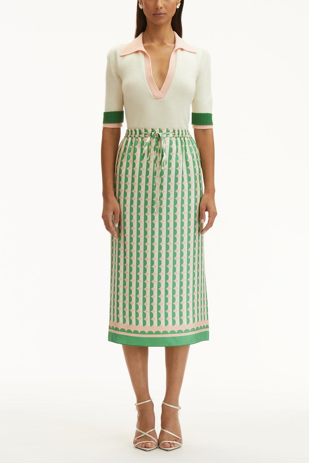 Allover Mini Geo Skirt-GR/PEACH-2-CLOTHINGSKIRTMIDI-OSCAR DE LA RENTA