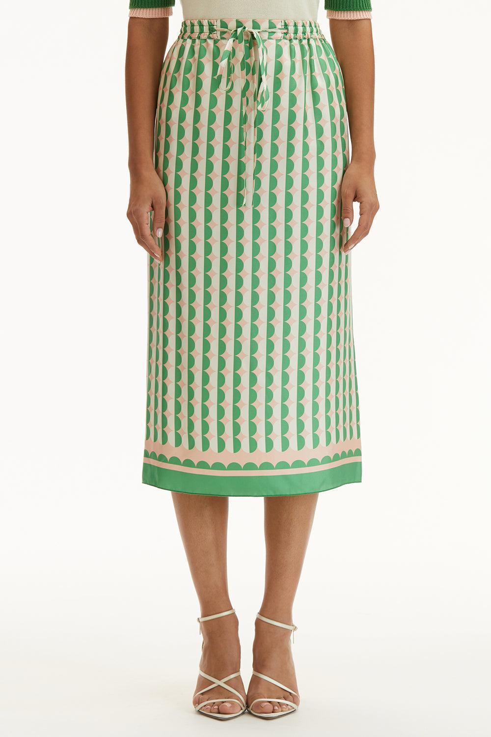 Allover Mini Geo Skirt-GR/PEACH-2-CLOTHINGSKIRTMIDI-OSCAR DE LA RENTA