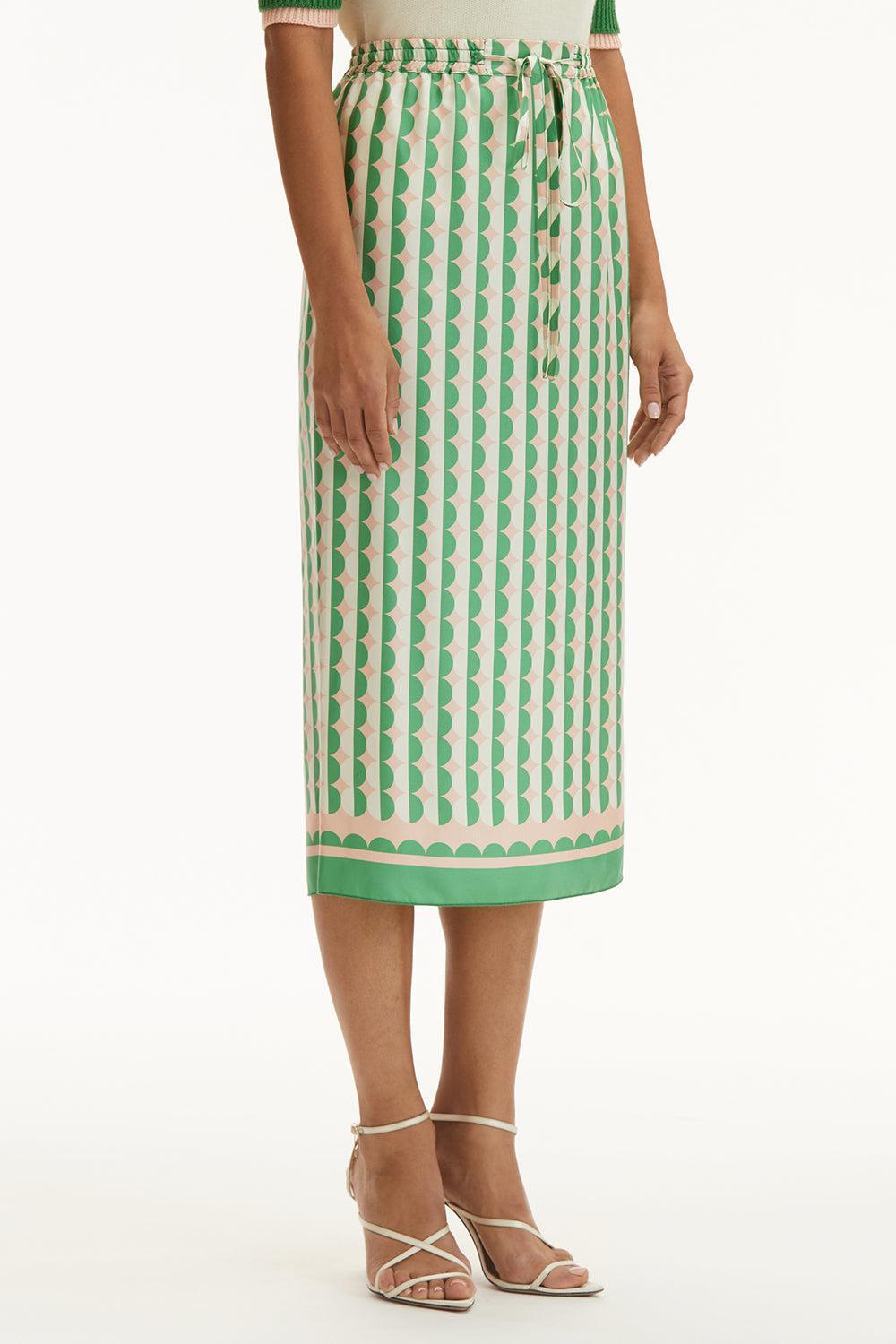 Allover Mini Geo Skirt-GR/PEACH-2-CLOTHINGSKIRTMIDI-OSCAR DE LA RENTA