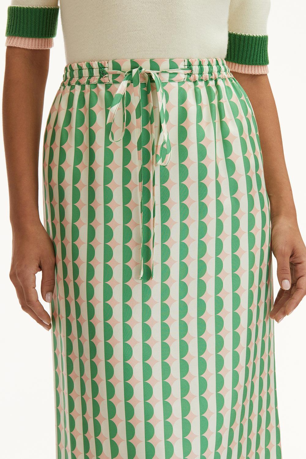 Allover Mini Geo Skirt-GR/PEACH-2-CLOTHINGSKIRTMIDI-OSCAR DE LA RENTA