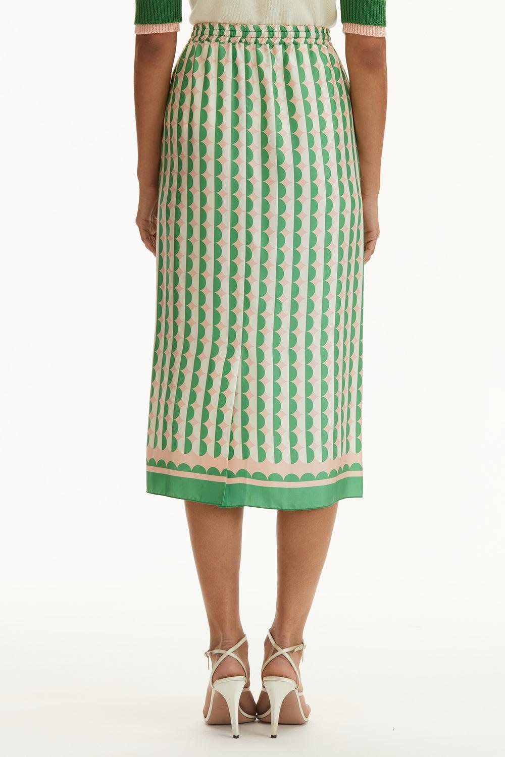 Allover Mini Geo Skirt-GR/PEACH-2-CLOTHINGSKIRTMIDI-OSCAR DE LA RENTA