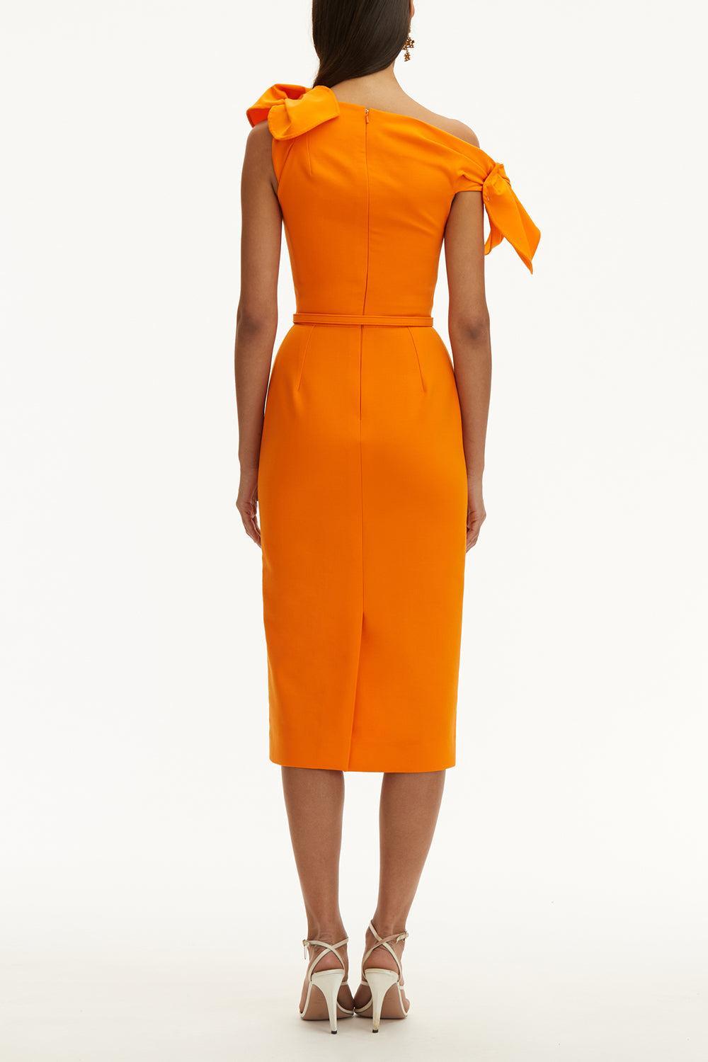 Drape Neck Detail Slit Dress-CLEMENTN-4-CLOTHINGDRESSCASUAL-OSCAR DE LA RENTA