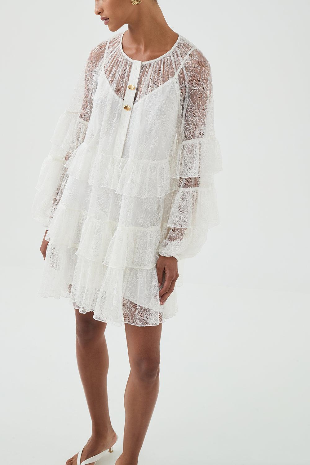Primerose Mini Dress-IVORY-2-CLOTHINGDRESSCASUAL-AJE