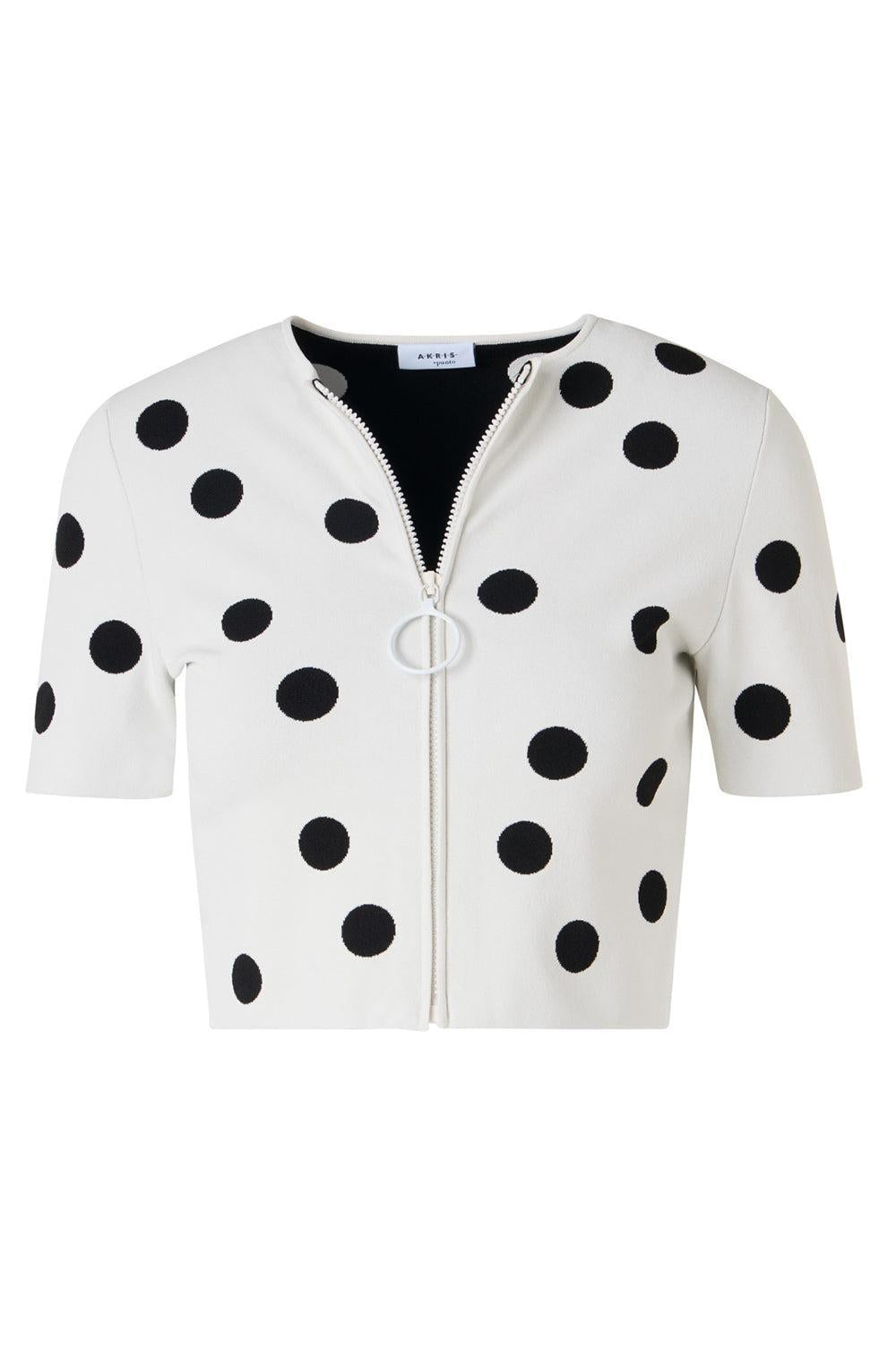 Short Sleeve Crop Cardigan-POLKADOT-2-CLOTHINGTOPCARDIGAN-AKRIS PUNTO