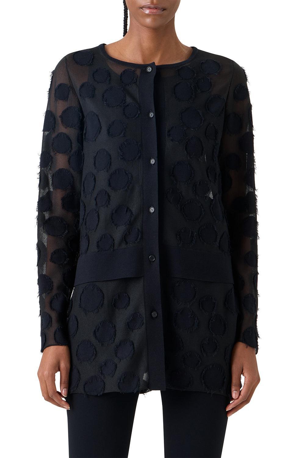 Button Front Long Cardigan-BLACK-2-CLOTHINGTOPCARDIGAN-AKRIS PUNTO