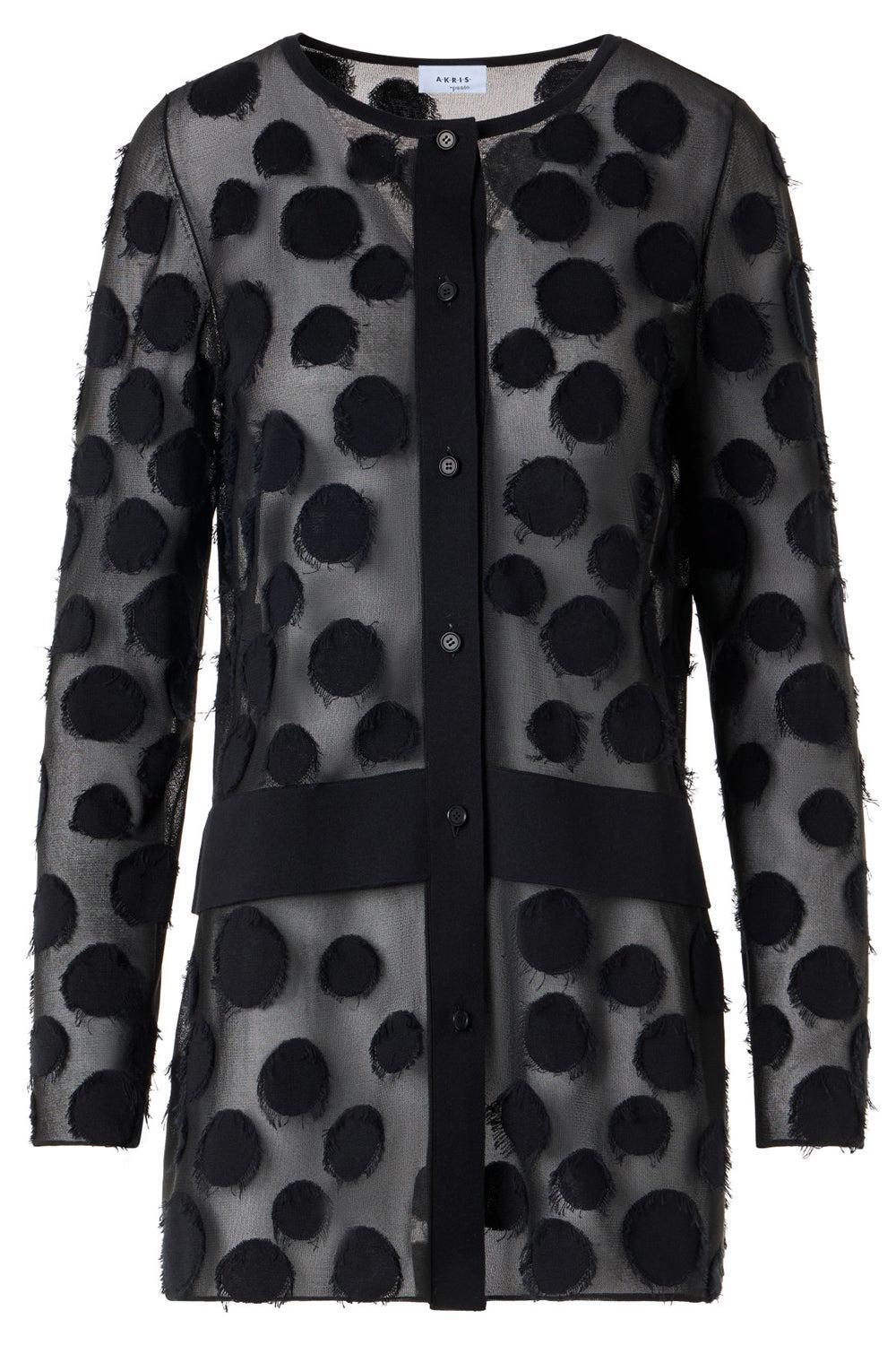 Button Front Long Cardigan-BLACK-2-CLOTHINGTOPCARDIGAN-AKRIS PUNTO