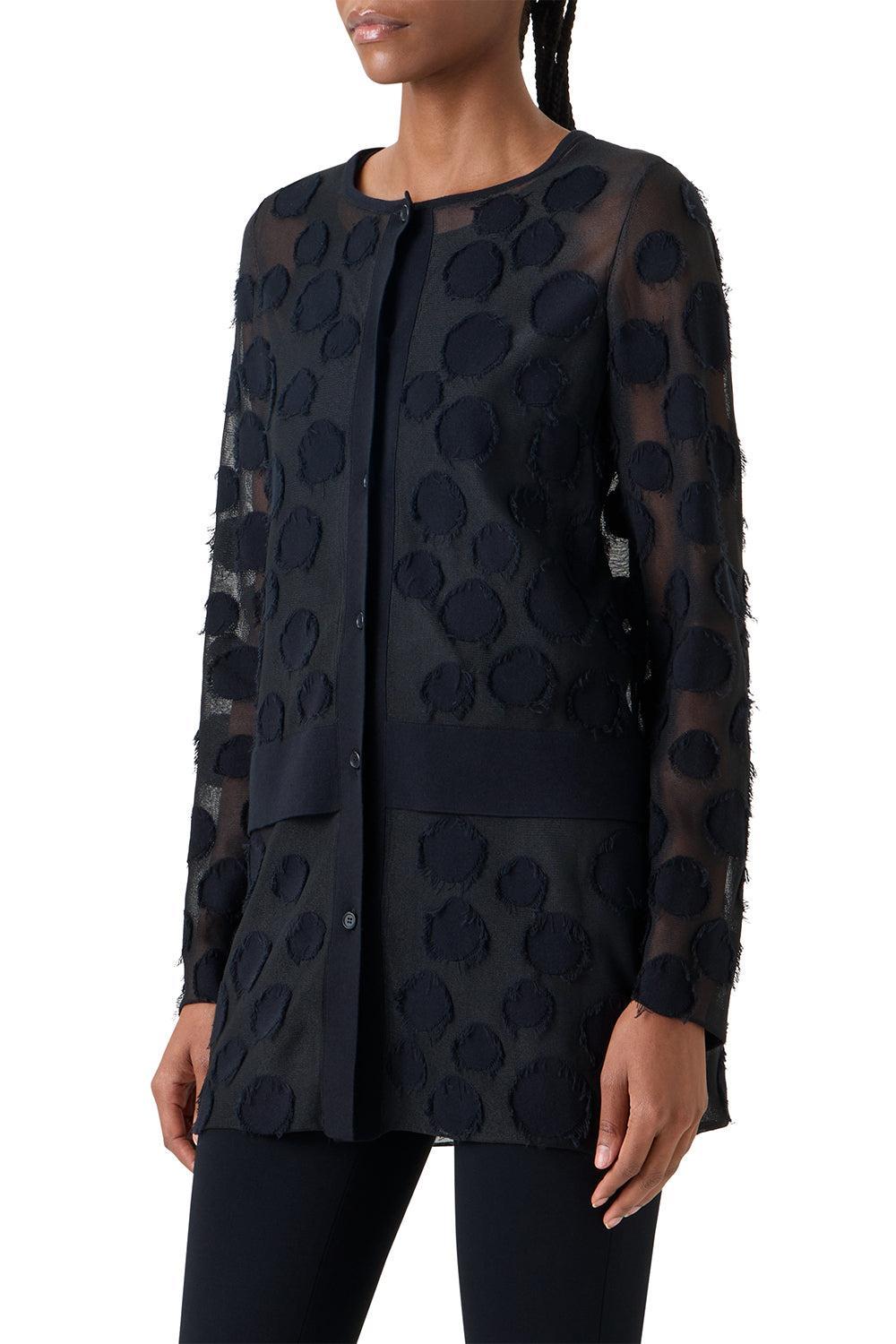 Button Front Long Cardigan-BLACK-2-CLOTHINGTOPCARDIGAN-AKRIS PUNTO