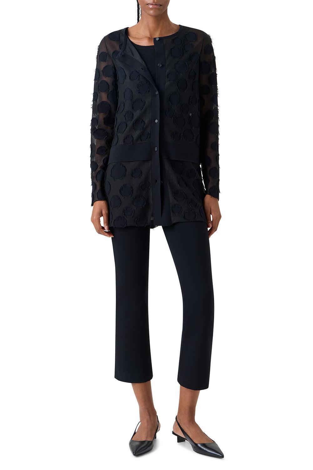 Button Front Long Cardigan-BLACK-2-CLOTHINGTOPCARDIGAN-AKRIS PUNTO