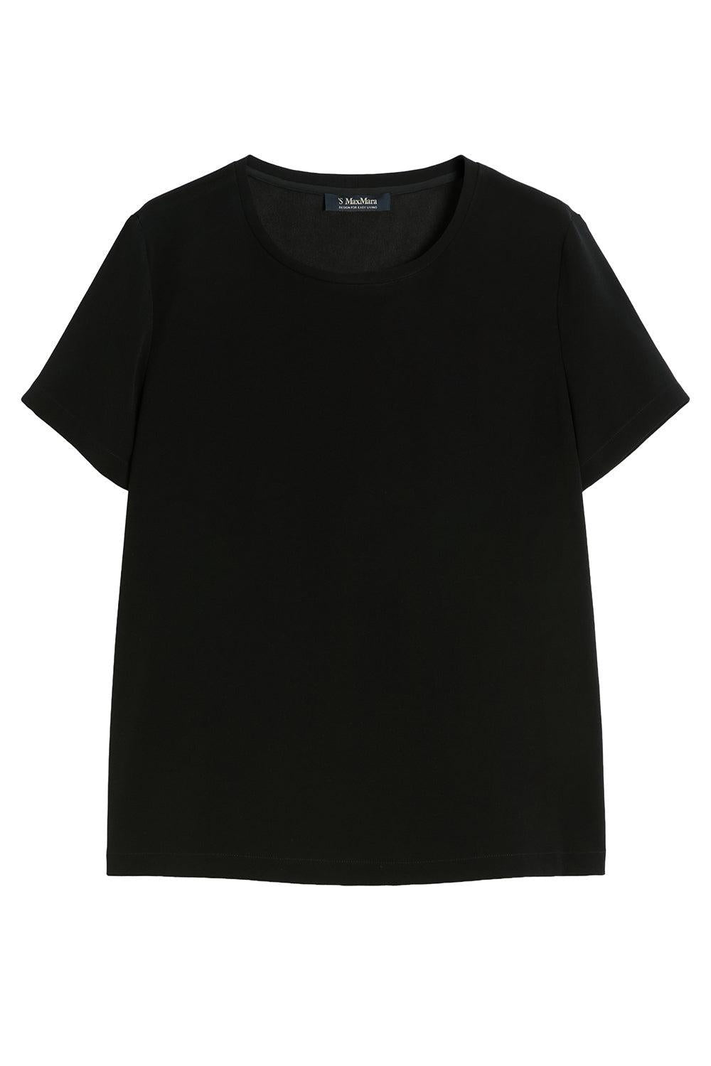 Three Quarter Sleeve T-Shirt - Black-BLACK-2-CLOTHINGTOPT-SHIRT-MAX MARA