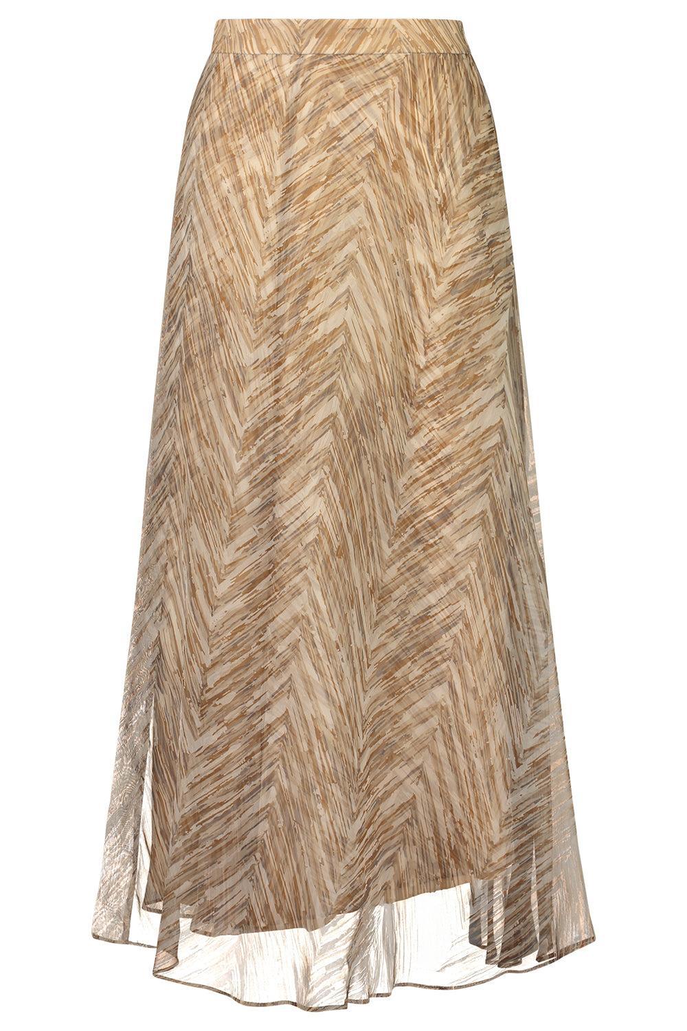Chevron Panel Circle Skirt-BROWN-38-CLOTHINGSKIRTMIDI-BRUNELLO CUCINELLI