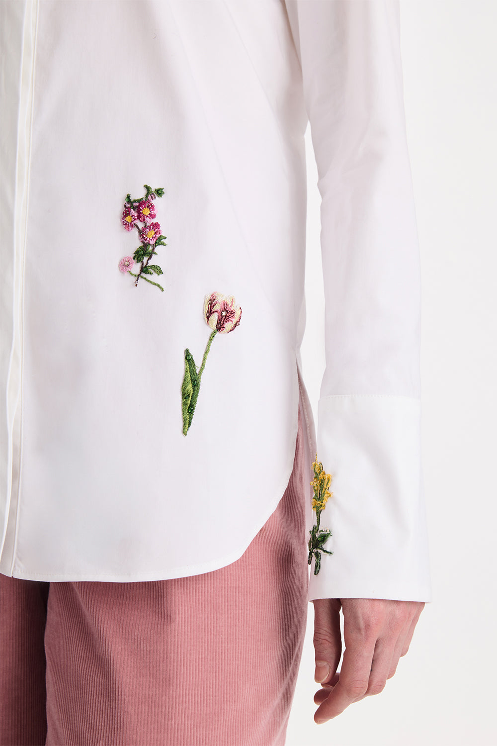 Embroiderd Botanical Long Sleeve Blouse-WHITE-4-CLOTHINGTOPBLOUSE-OSCAR DE LA RENTA