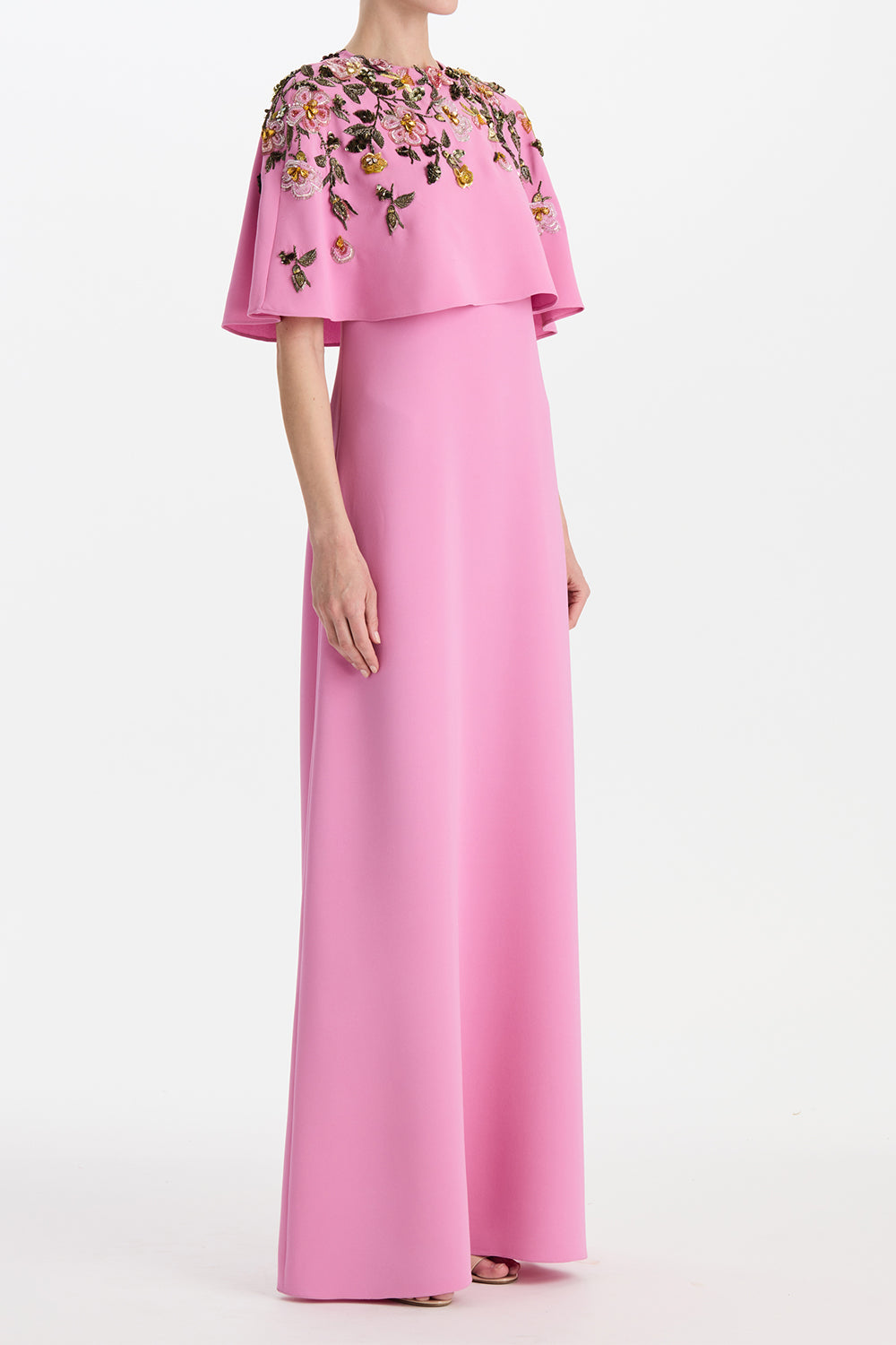 Beaded Floral Caftan Gown-PINK-S-CLOTHINGDRESSEVENING-OSCAR DE LA RENTA