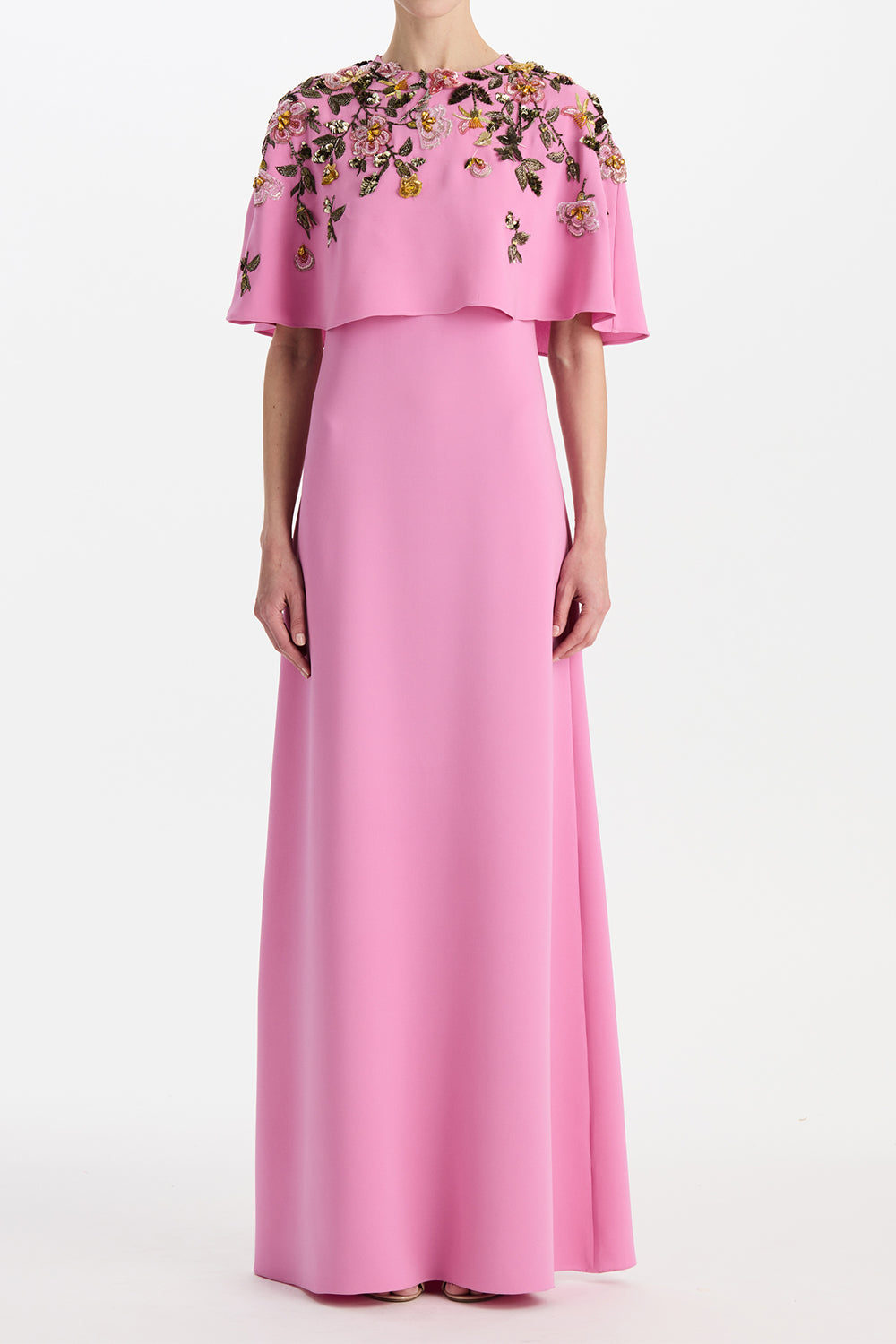 Beaded Floral Caftan Gown-PINK-S-CLOTHINGDRESSEVENING-OSCAR DE LA RENTA