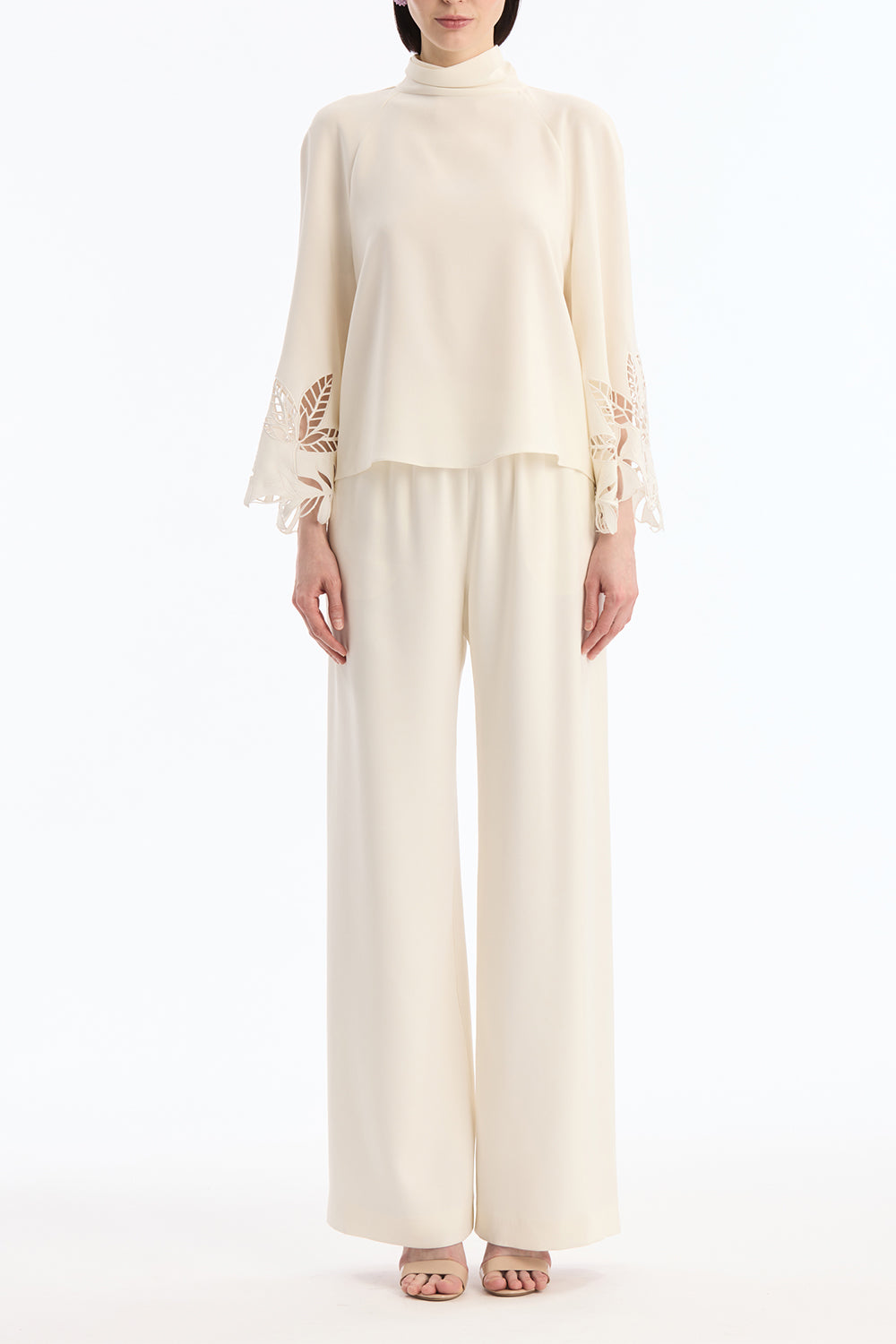 Palm Tree Cutout Georgette Blouse