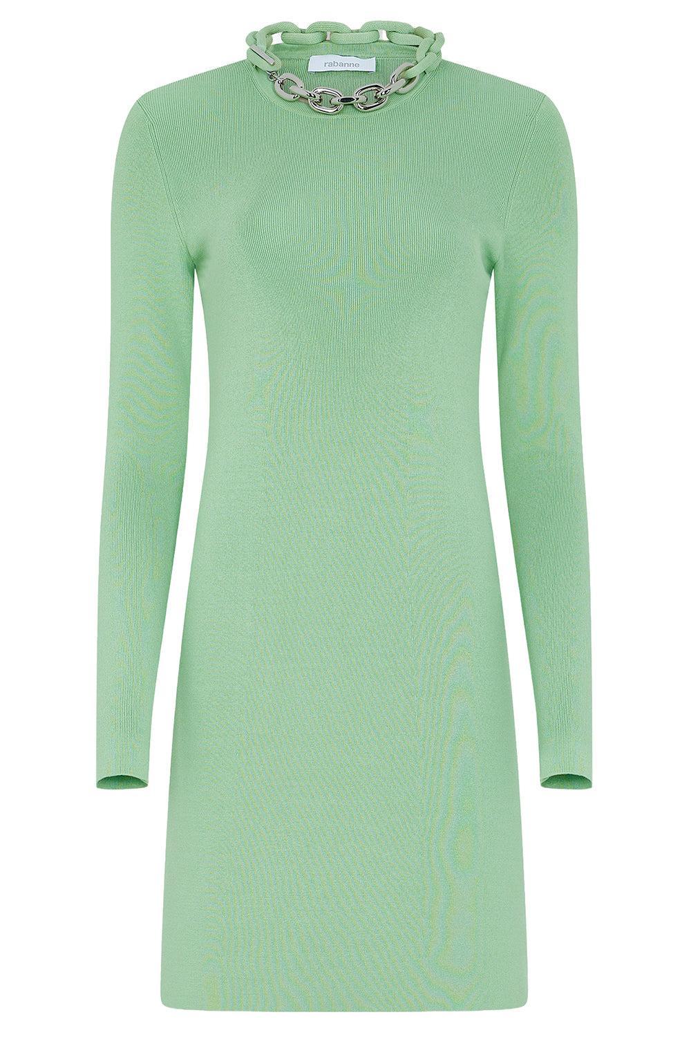 Long Sleeve Short Knit Dress-MINT GREEN-XS-CLOTHINGDRESSCASUAL-RABANNE