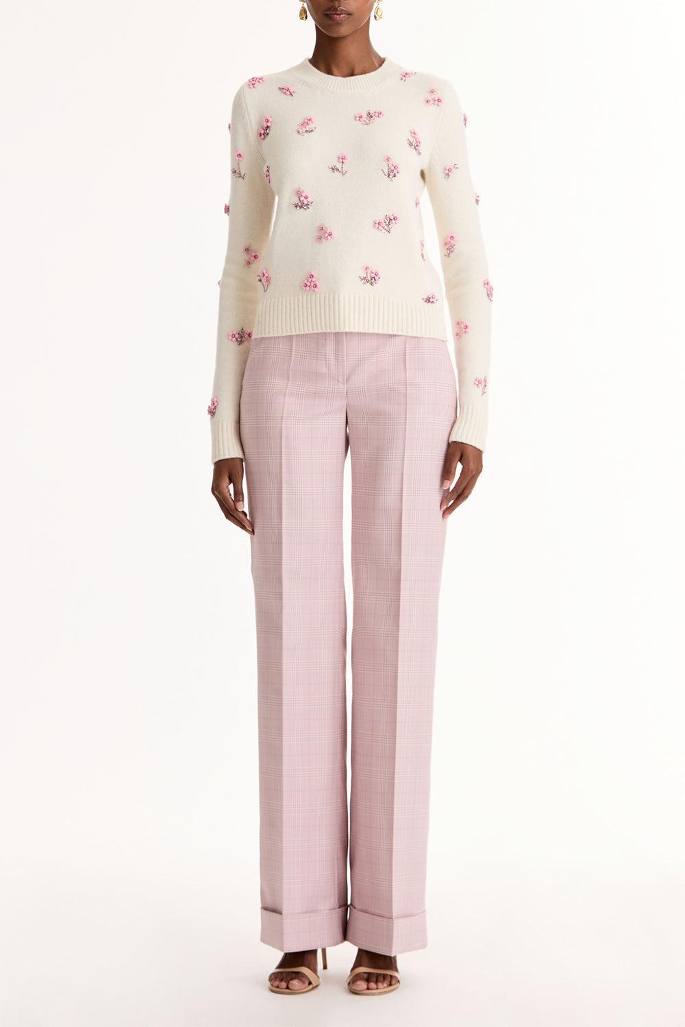 Multi Color Sequin Cluster Embroidered Pullover-CREAM-XS-CLOTHINGTOPKNITS-OSCAR DE LA RENTA
