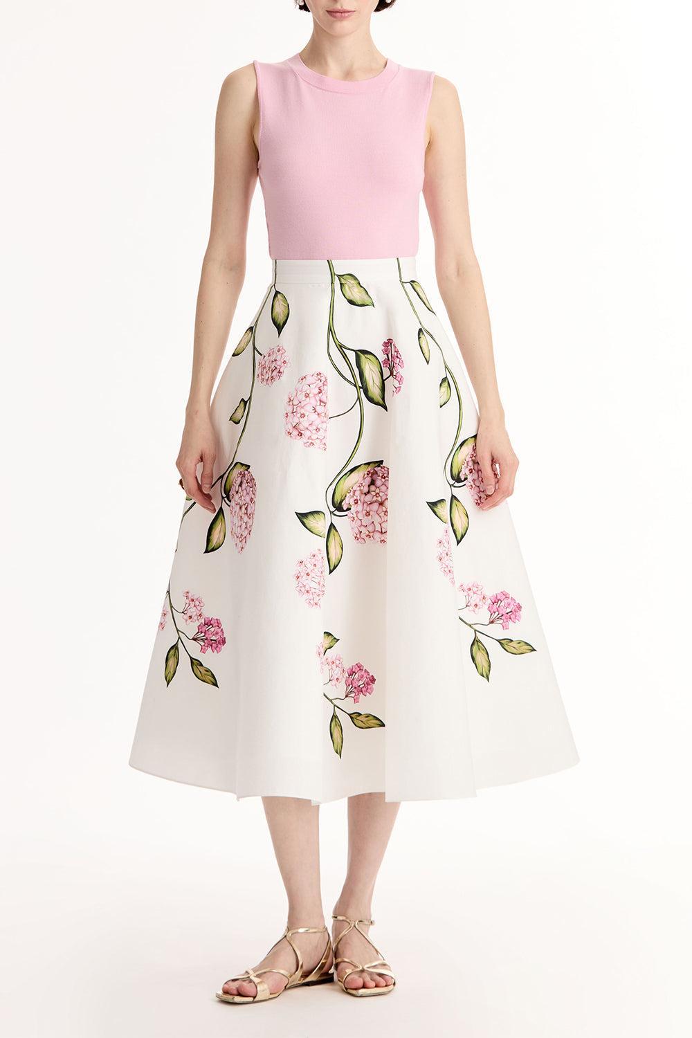 Porcelain Flowers Skirt-FLORAL-4-CLOTHINGSKIRTMIDI-OSCAR DE LA RENTA