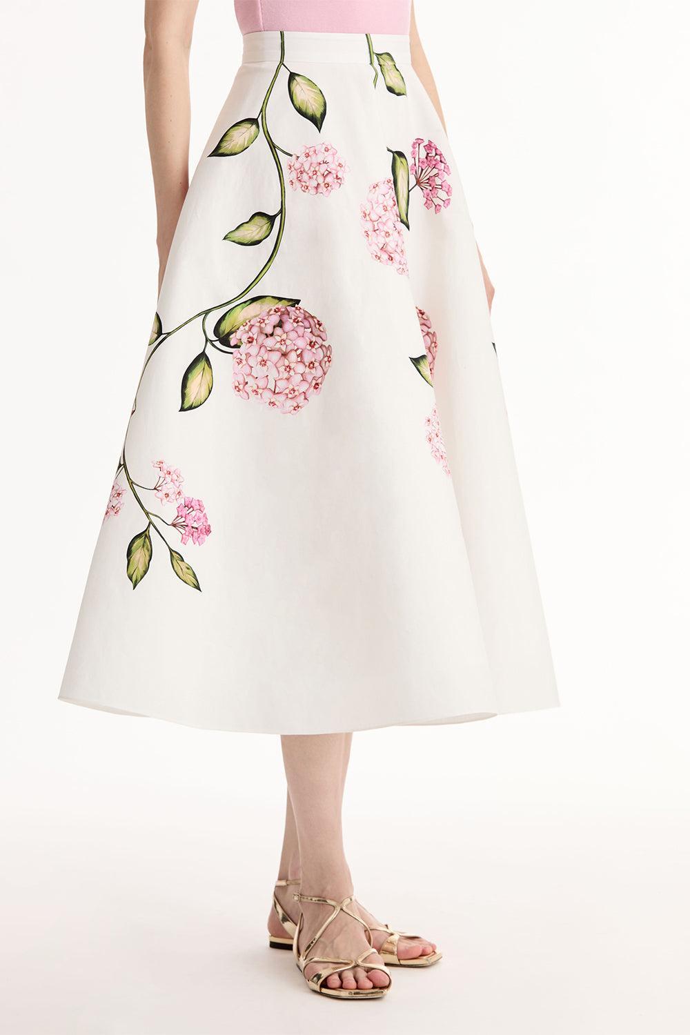 Porcelain Flowers Skirt-FLORAL-4-CLOTHINGSKIRTMIDI-OSCAR DE LA RENTA