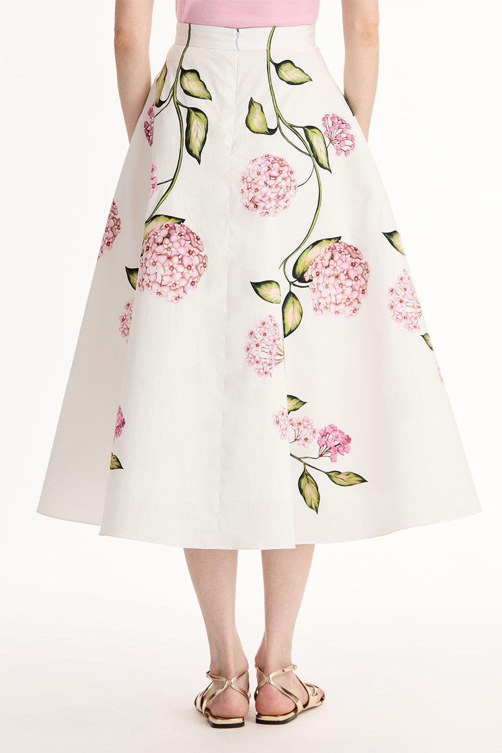 Porcelain Flowers Skirt-FLORAL-4-CLOTHINGSKIRTMIDI-OSCAR DE LA RENTA