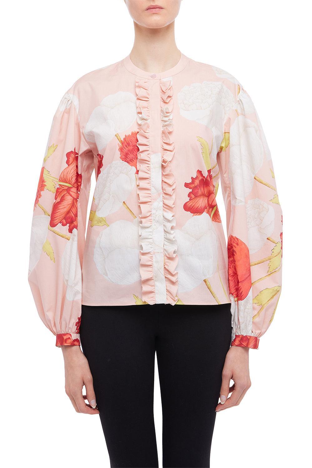 Long Sleeve Blossoms Blouse-ROSEMULT-38-CLOTHINGTOPBLOUSE-GIAMBATTISTA VALLI