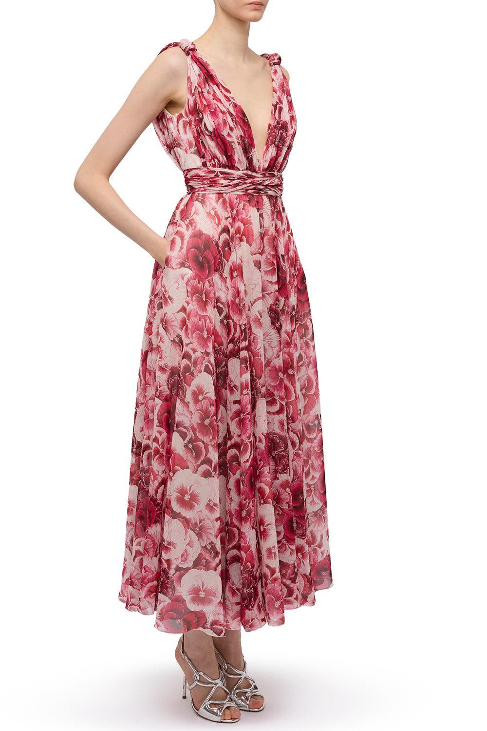 Sleeveless Pansies Dress-IVORMULT-40-CLOTHINGDRESSCOCKTAIL-GIAMBATTISTA VALLI