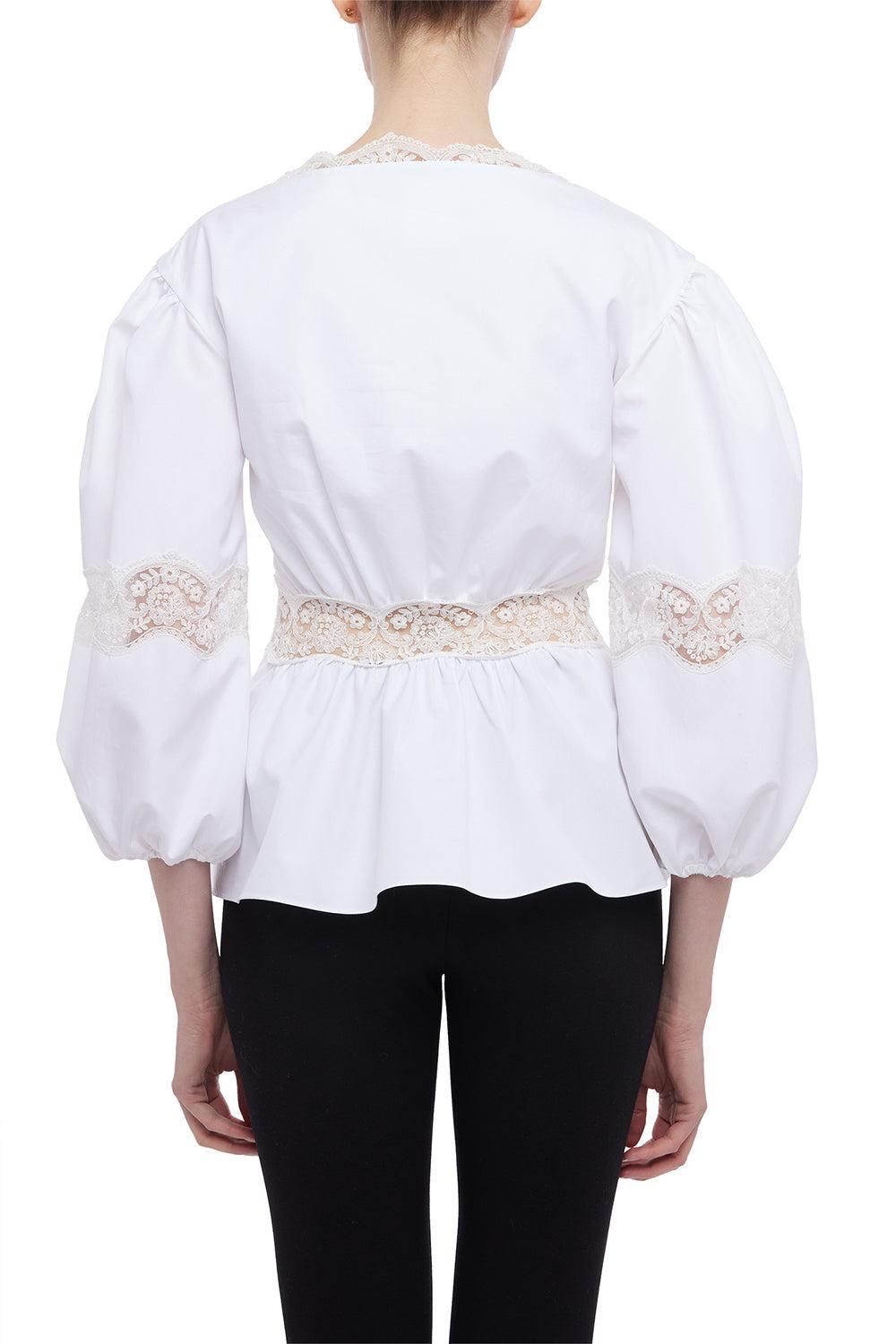 Long Sleeve Embroidered Peplum Blouse-OFF WHITE-40-CLOTHINGTOPBLOUSE-GIAMBATTISTA VALLI