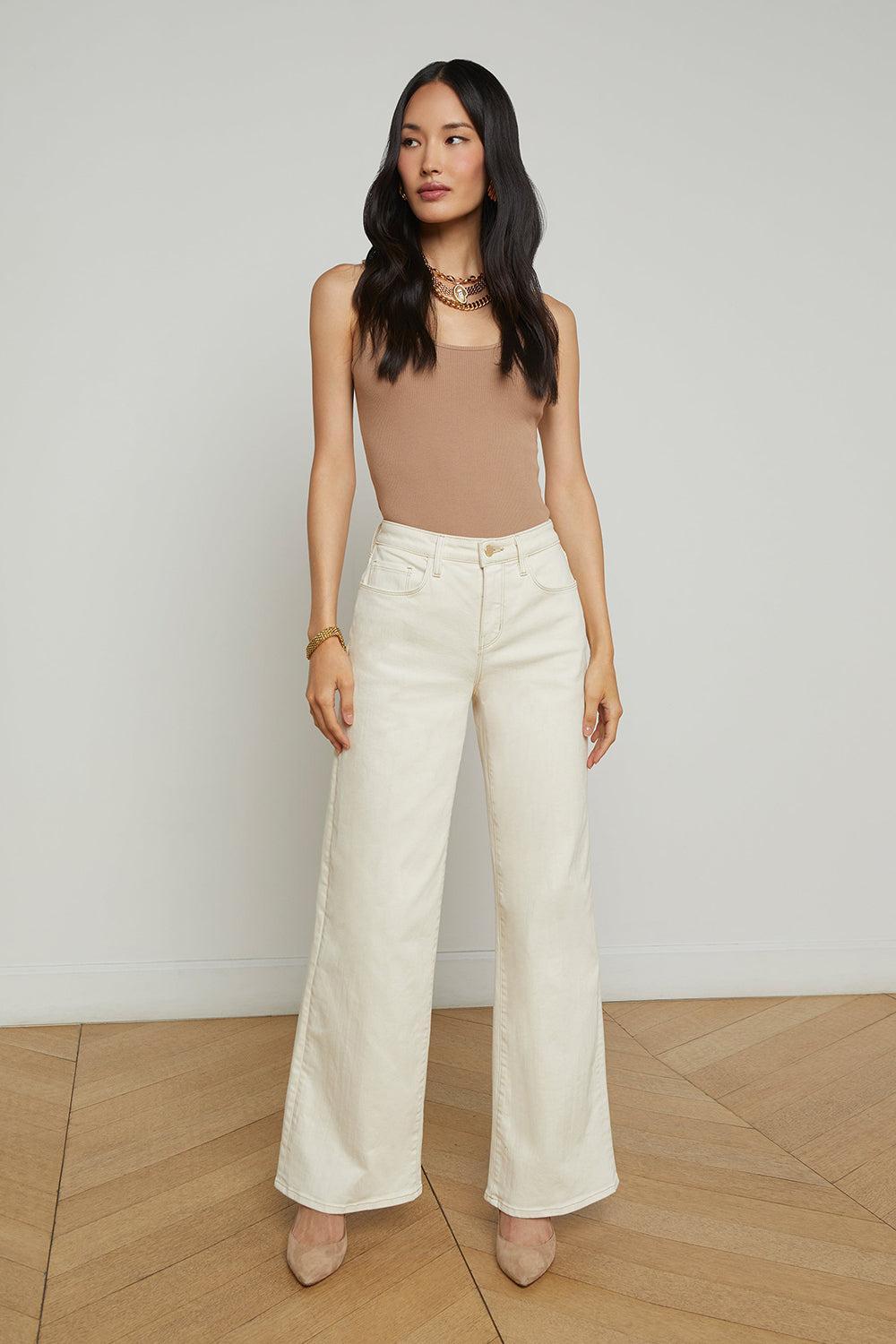 Alicient Pant - Macadamia-MACADAMI-26-CLOTHINGPANTWIDE LEG-L'AGENCE