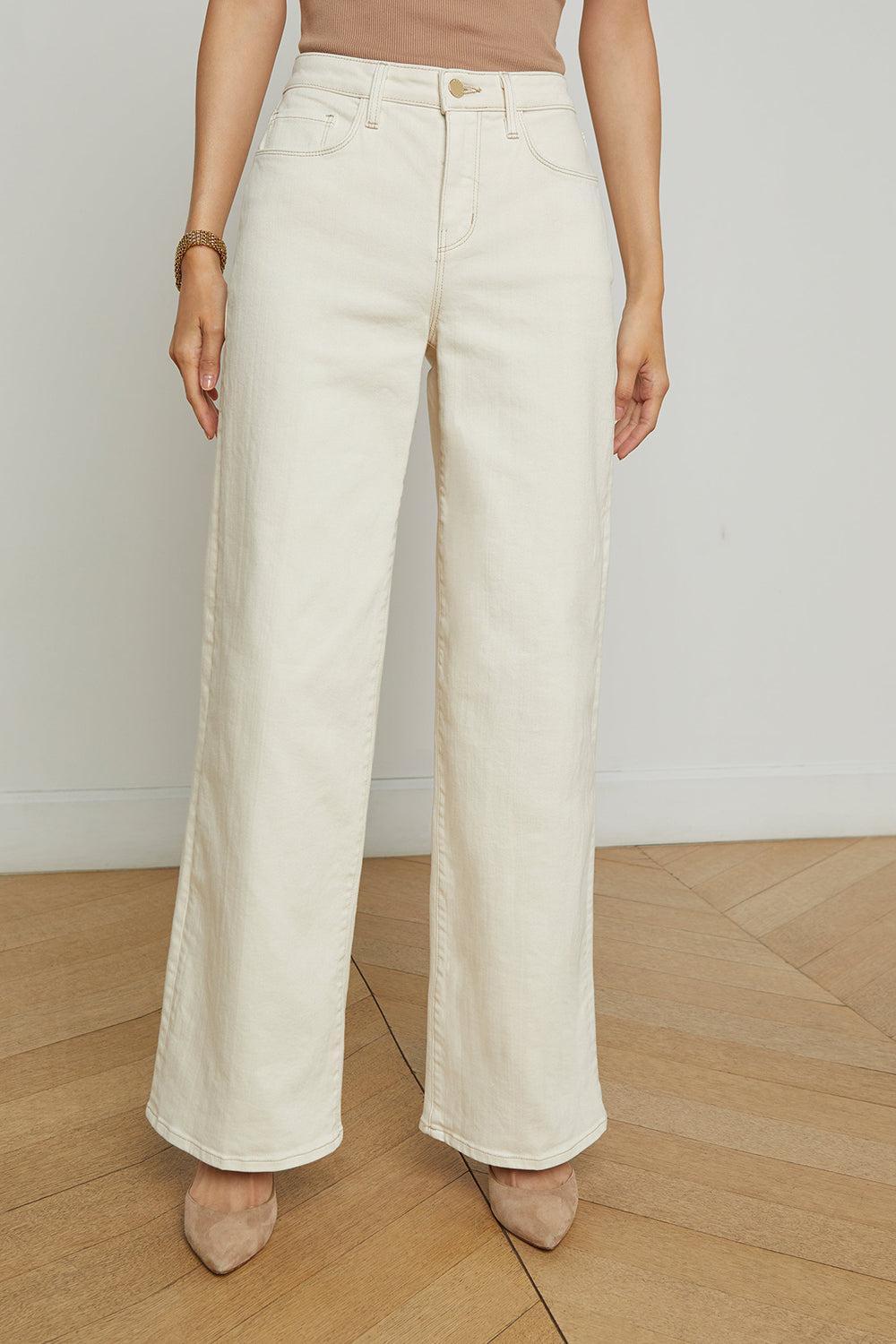 Alicient Pant - Macadamia-MACADAMI-26-CLOTHINGPANTWIDE LEG-L'AGENCE