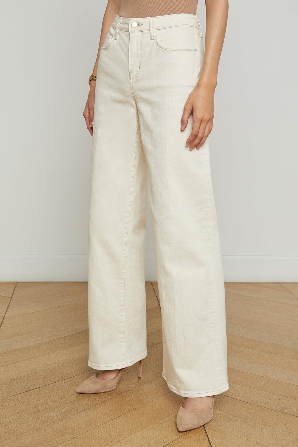 Alicient Pant - Macadamia-MACADAMI-26-CLOTHINGPANTWIDE LEG-L'AGENCE