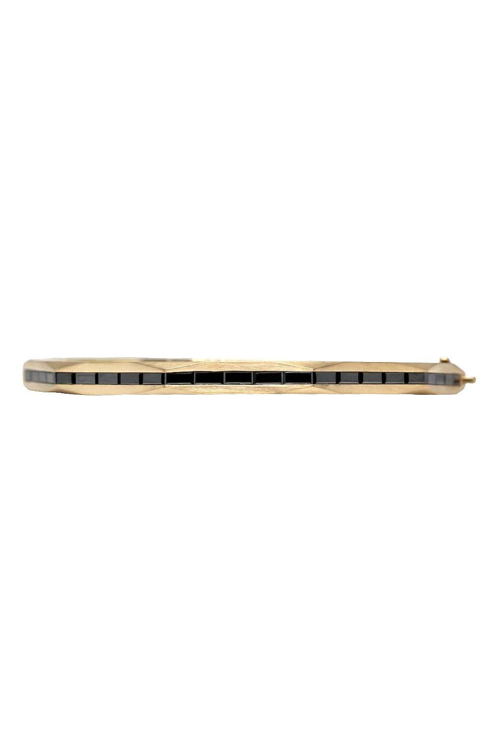 Diamond Baguette Black Enigma Bangle Bracelet-YELLOW GOLD-JEWELRYFINE JEWELBRACELET O-ARUNASHI