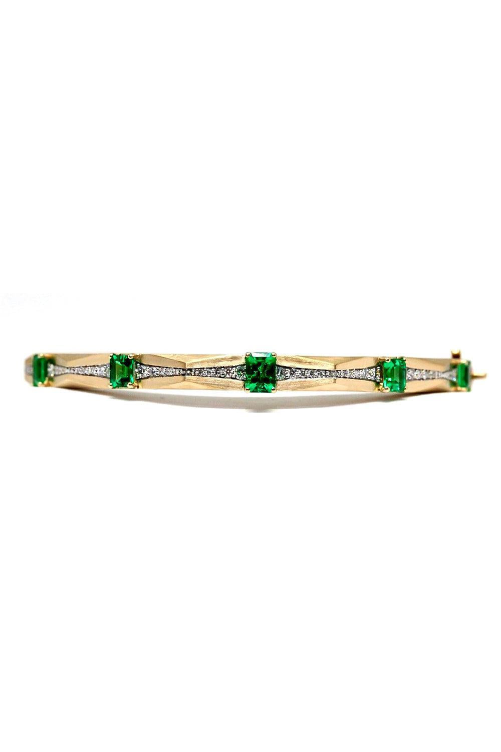 Emerald Five Enigma Octagon Bangle Bracelet-YELLOW GOLD-JEWELRYFINE JEWELBRACELET O-ARUNASHI