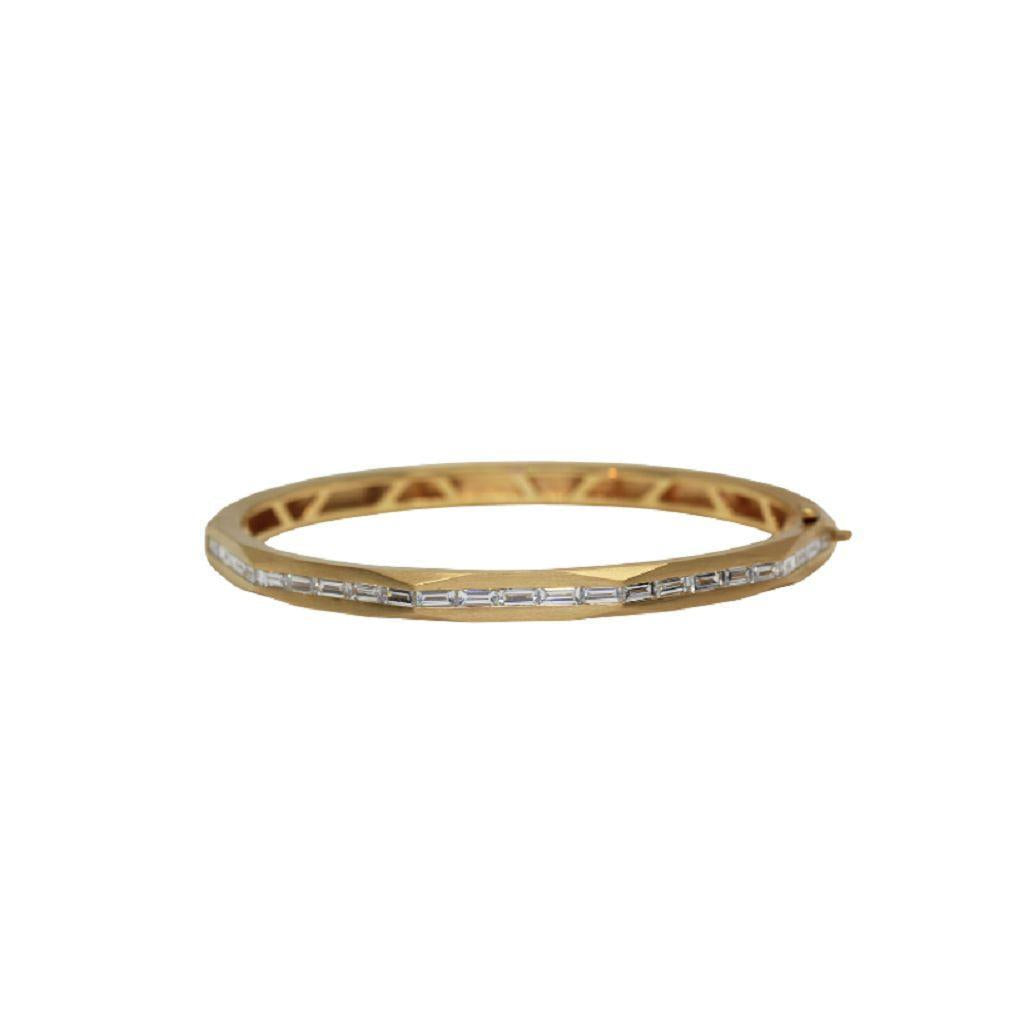 Diamond Enigma Baguette Bangle Bracelet-YELLOW GOLD-JEWELRYFINE JEWELBRACELET O-ARUNASHI