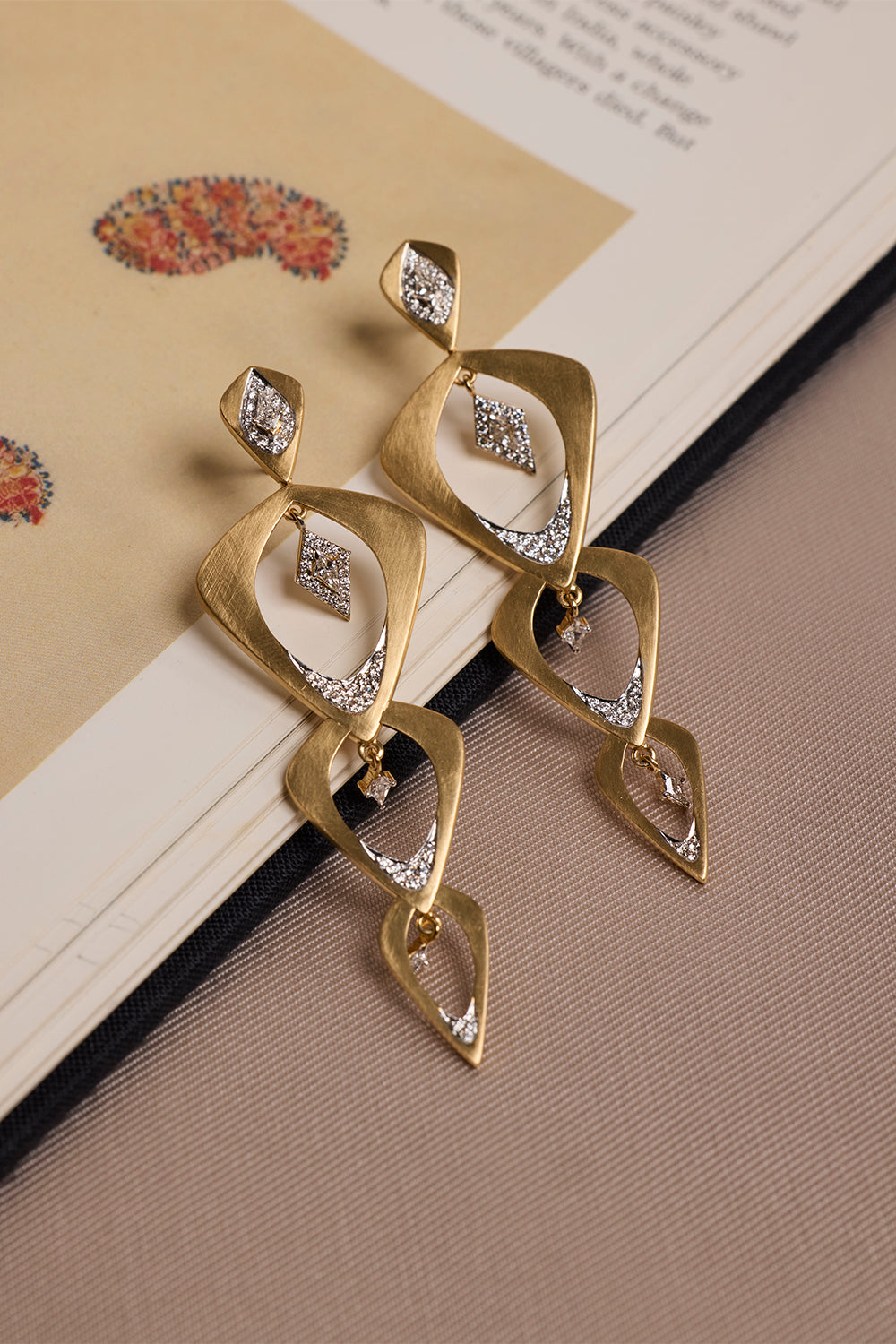 Diamond Three Tier Wicker Earrings