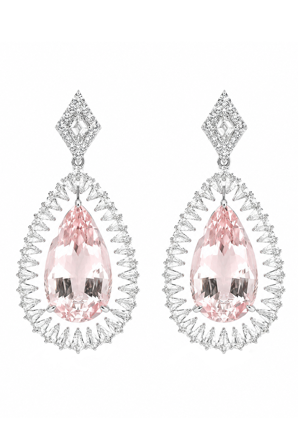 Morganite Diamond Drop Earrings