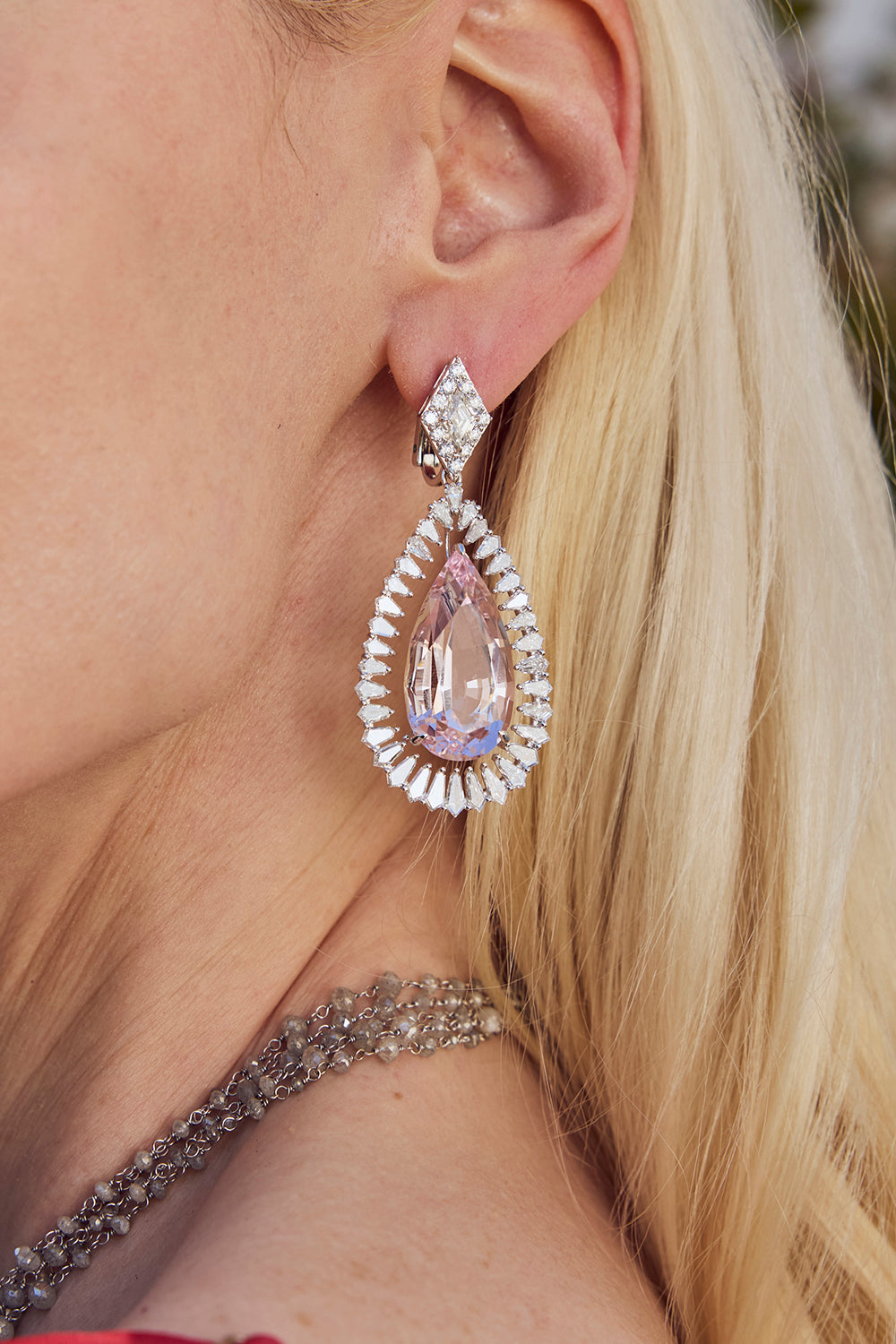 Morganite Diamond Drop Earrings