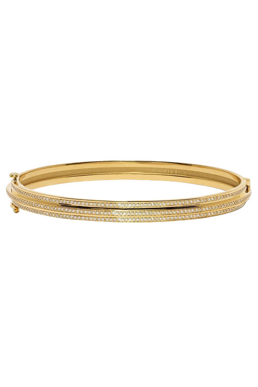 Three Tier Staircase Full Diamond Bangle Bracelet-YELLOW GOLD-SMALL-JEWELRYFINE JEWELBRACELET O-AZLEE