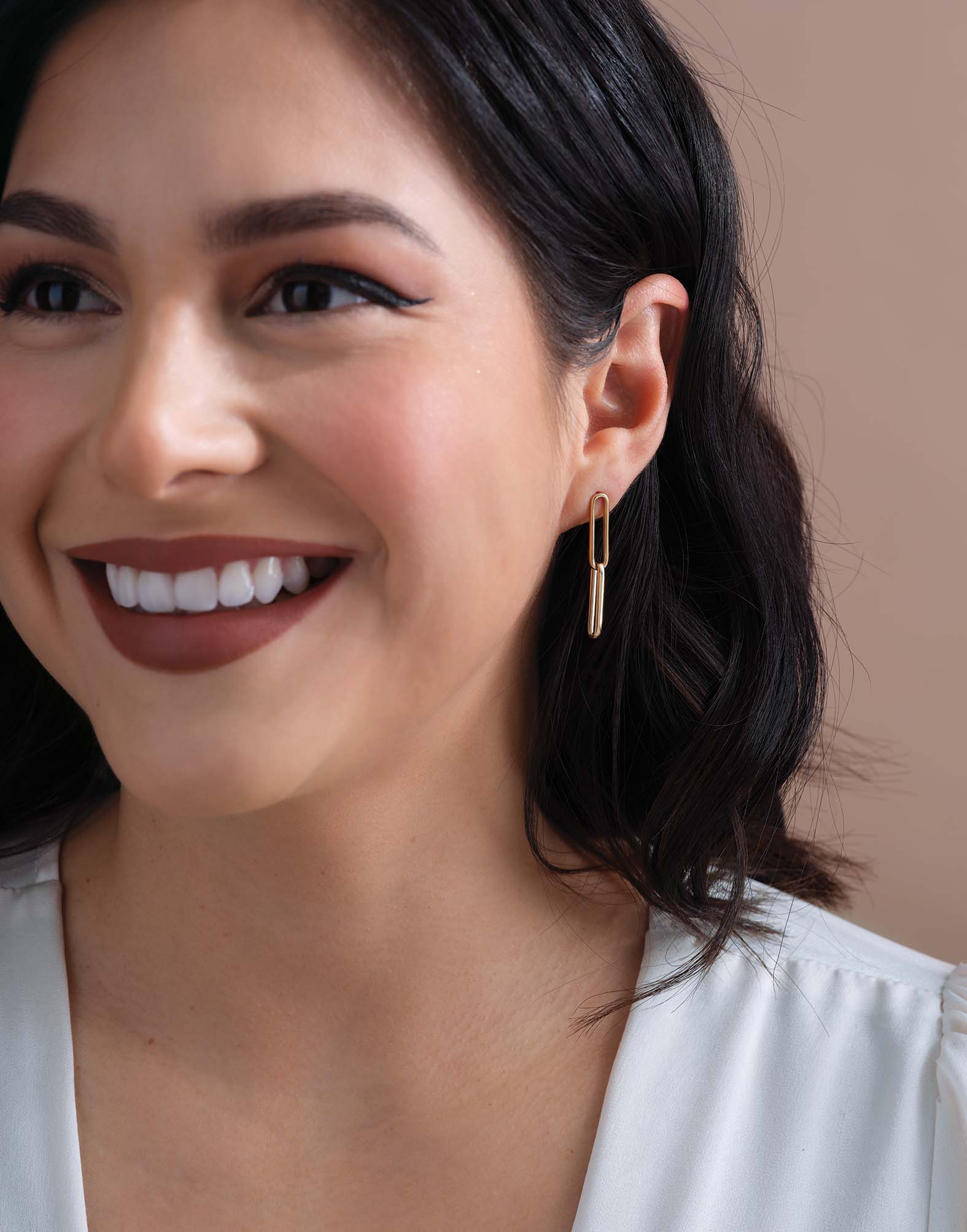 302 FINE JEWELRY-Elongated Flat Link Earrings-YELLOW GOLD