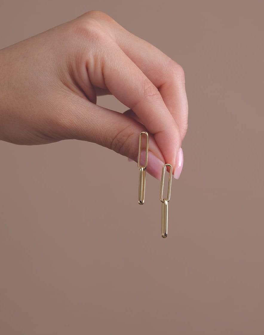 302 FINE JEWELRY-Elongated Flat Link Earrings-YELLOW GOLD