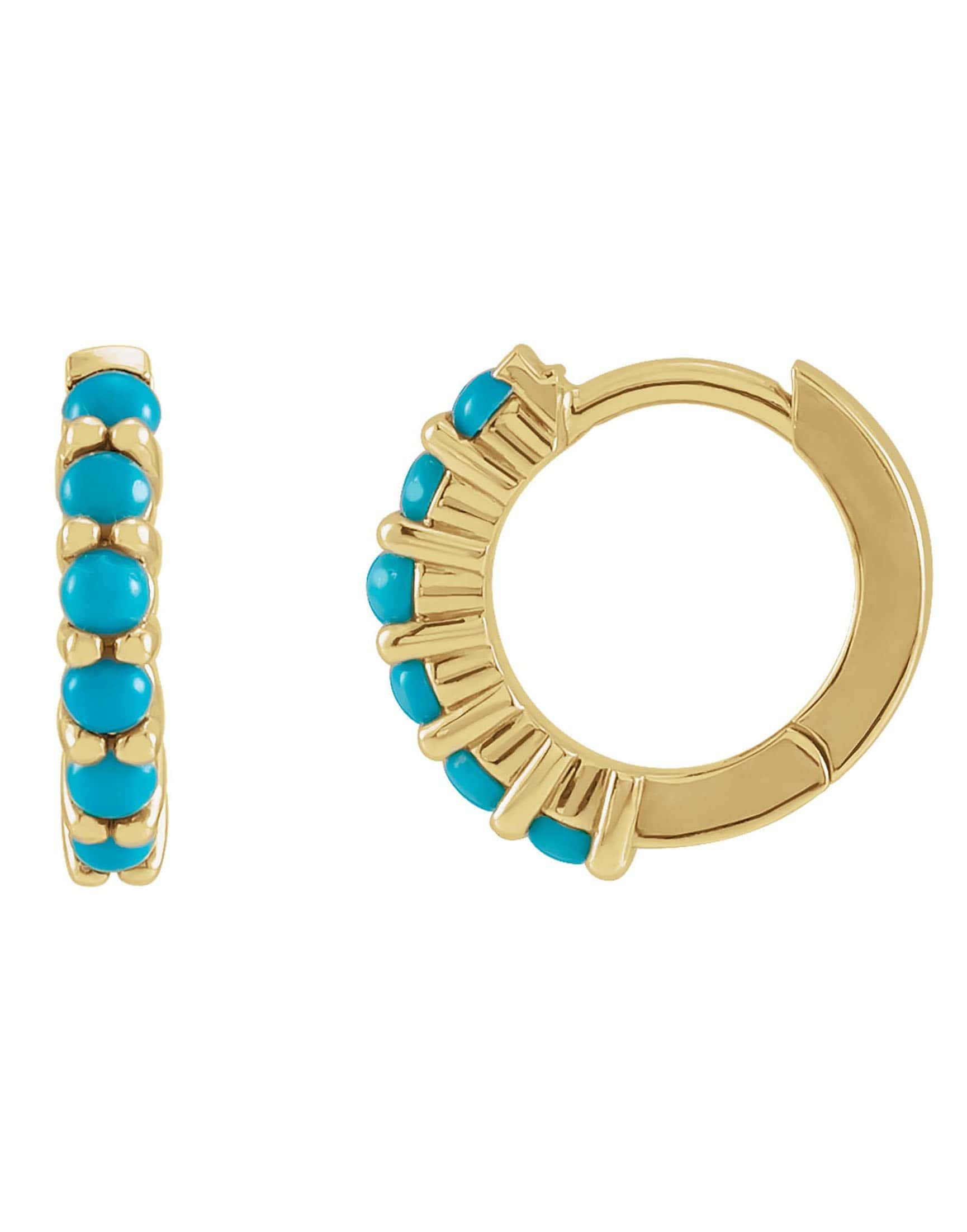 302 FINE JEWELRY-Turquoise Hoop Earrings-YELLOW GOLD