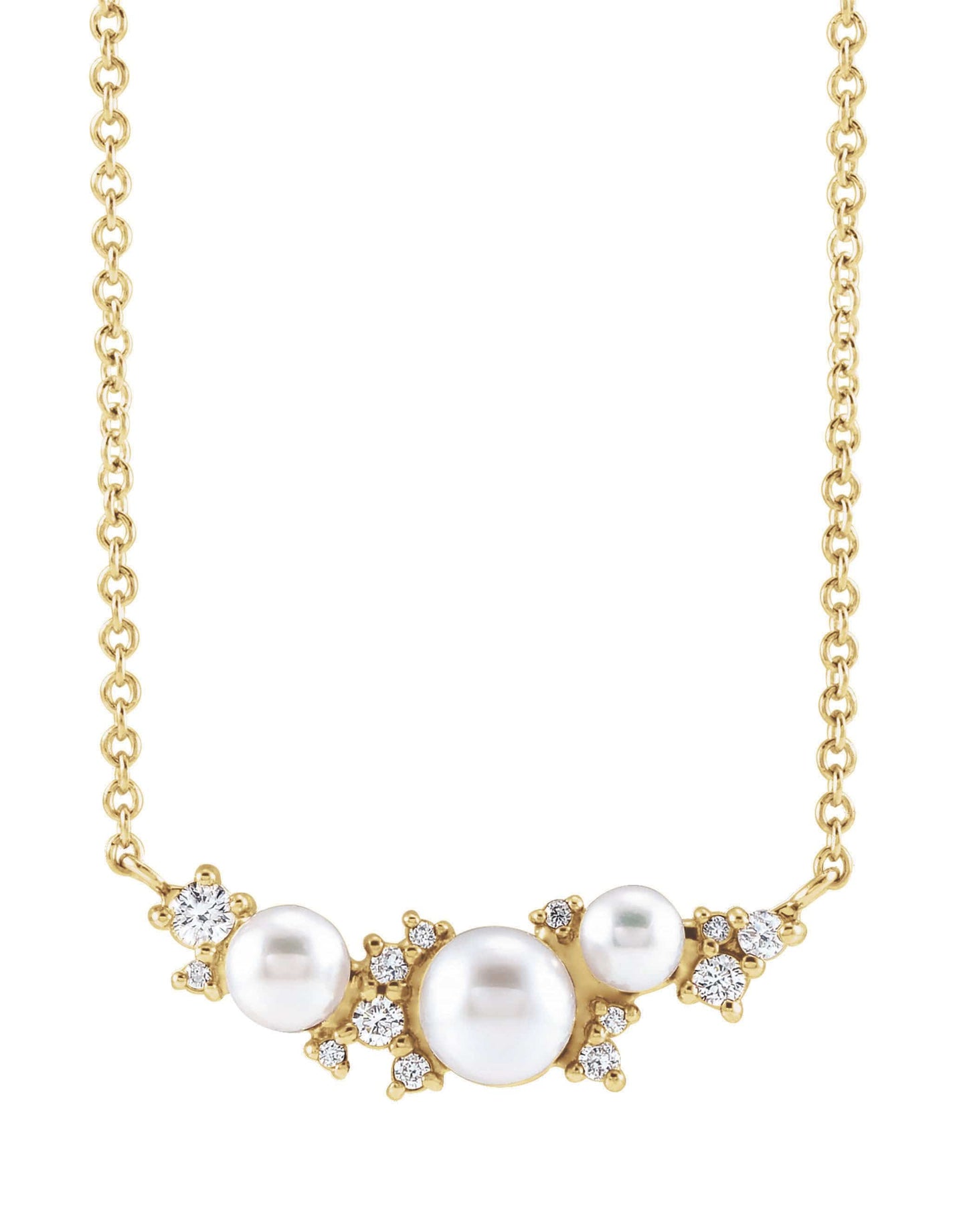 302 FINE JEWELRY-White Akoya Pearl Necklace-YELLOW GOLD