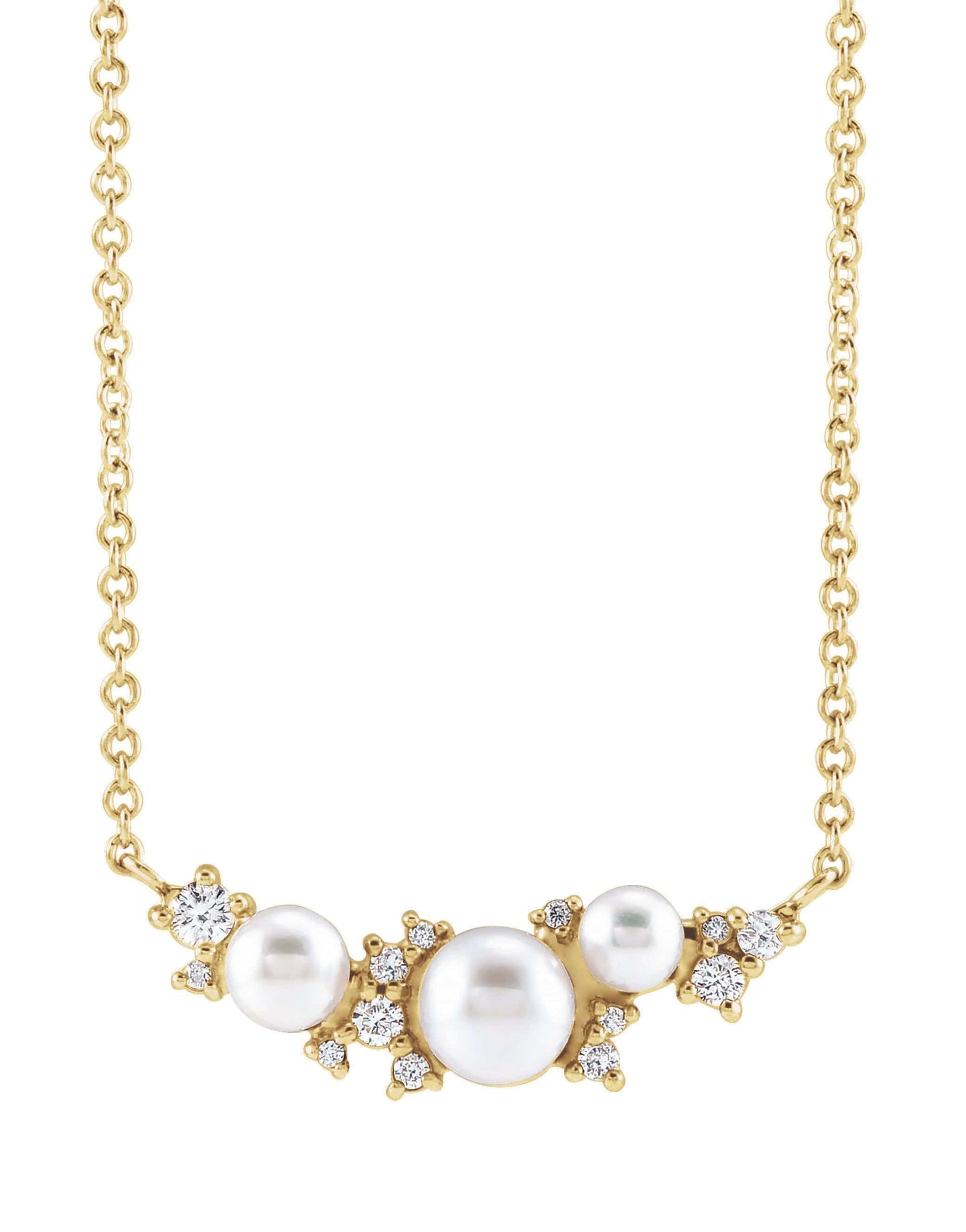 302 FINE JEWELRY-White Akoya Pearl Necklace-YELLOW GOLD