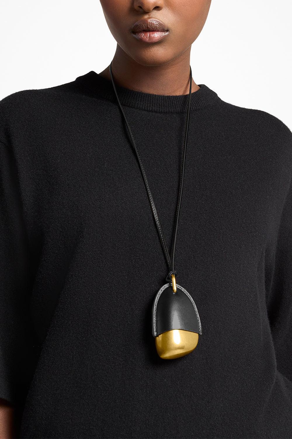 Stone Pendant Necklace - Black-BLACK-JEWELRYBOUTIQUENECKLACE O-MICHAEL KORS COLLECTION