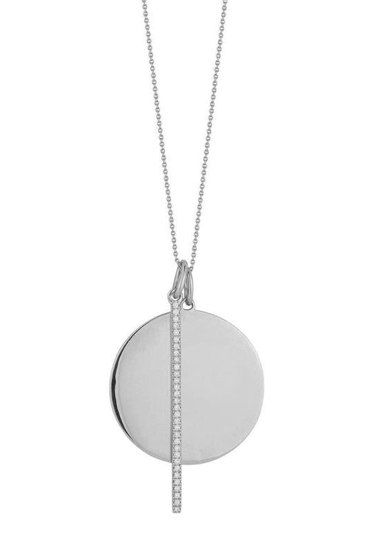 Yellow Gold Sylvie Rose Disc and Pave Bar Necklace - 18/20"-WHITE GOLD-18/20-JEWELRYFINE JEWELNECKLACE O-DANA REBECCA DESIGNS