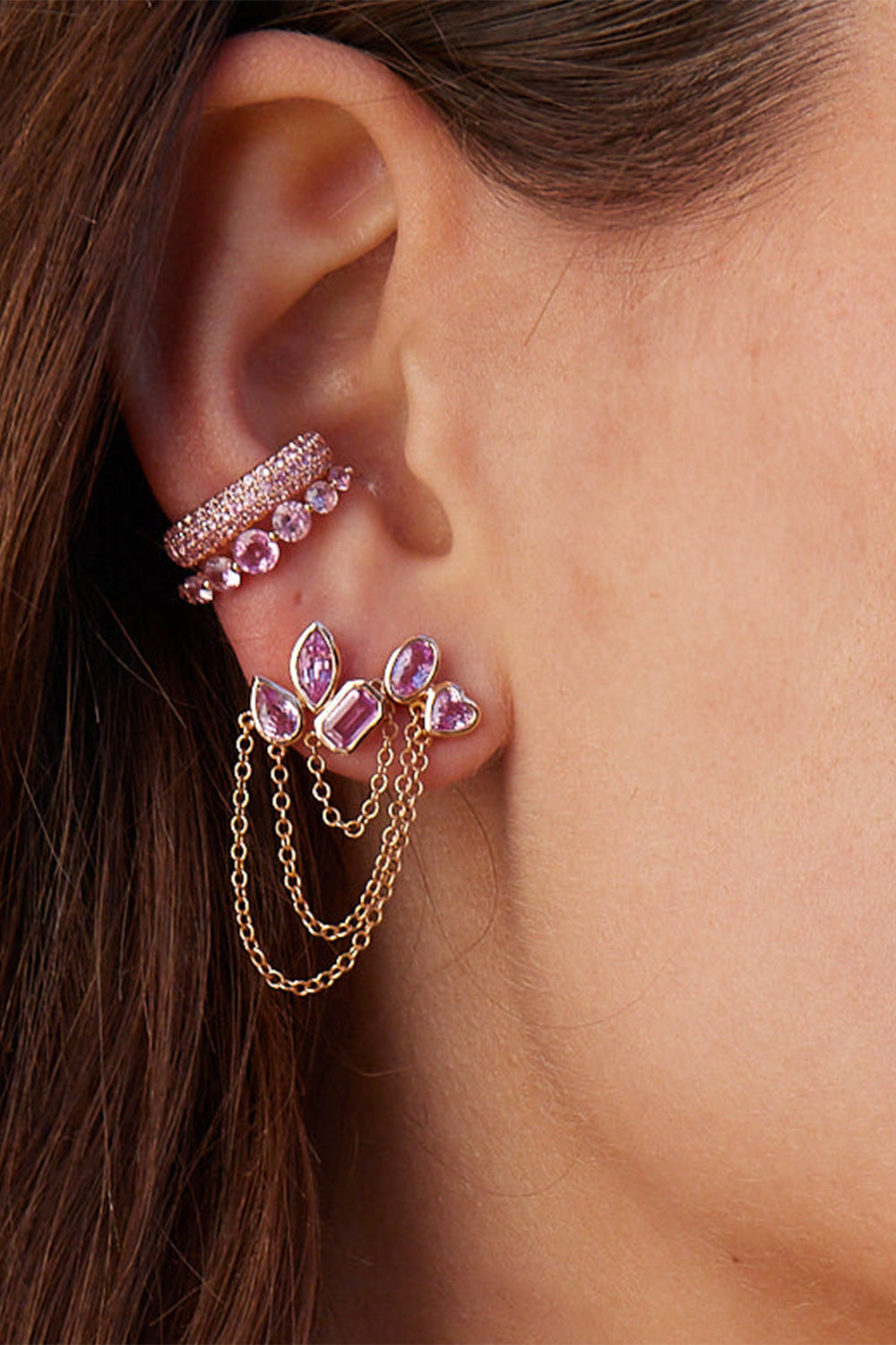 Pink Sapphire Gradual Ear Cuff