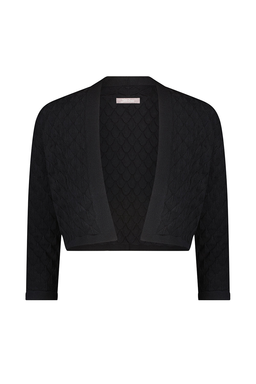 Three Quarter Sleeve Knit Bolero - Black-BLACK-XS-CLOTHINGTOPCARDIGAN-LELA ROSE