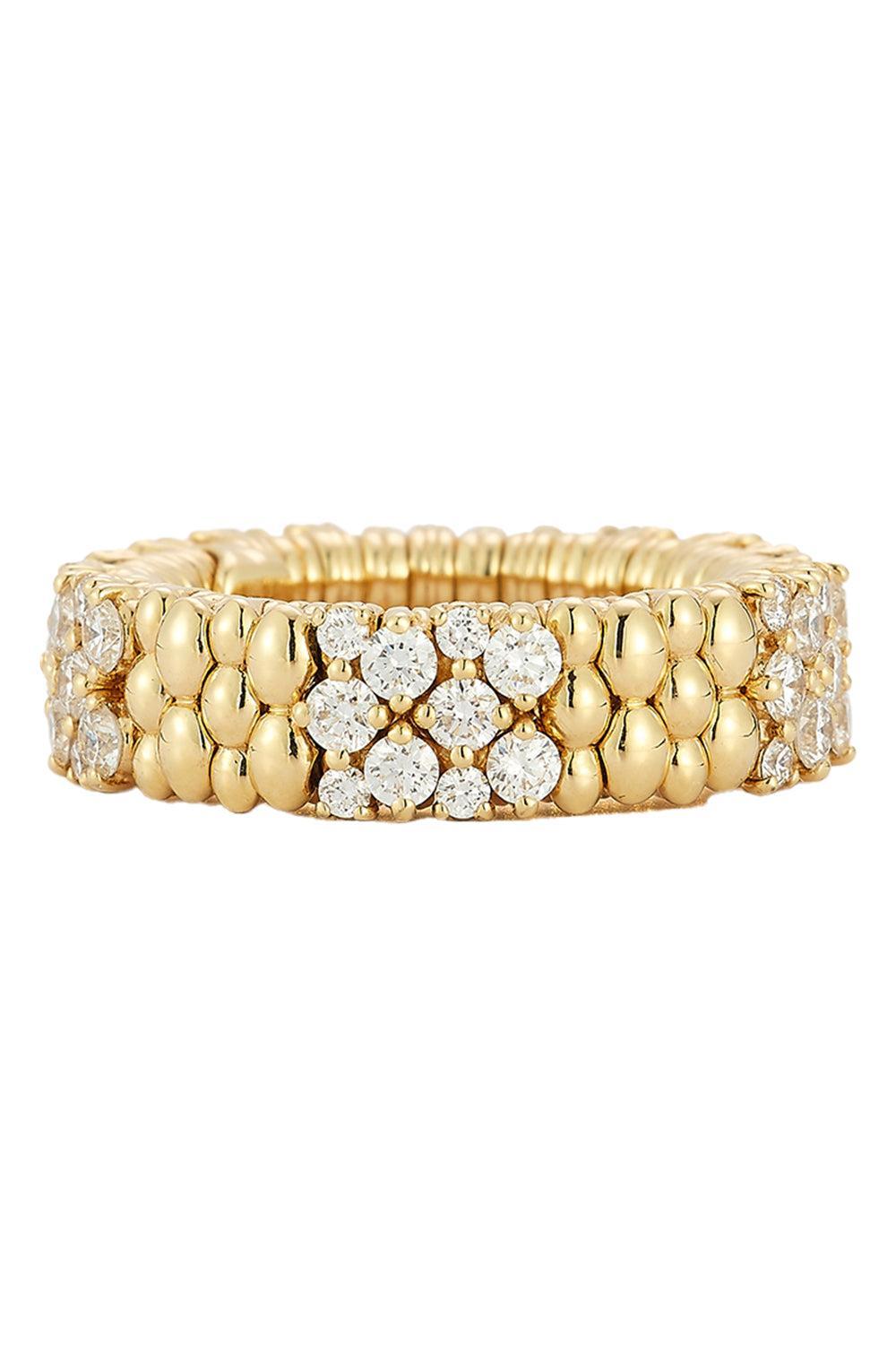Diamond White Two Row Cashmere Ring-YELLOW GOLD-6-JEWELRYFINE JEWELRING-ROBERTO DEMEGLIO